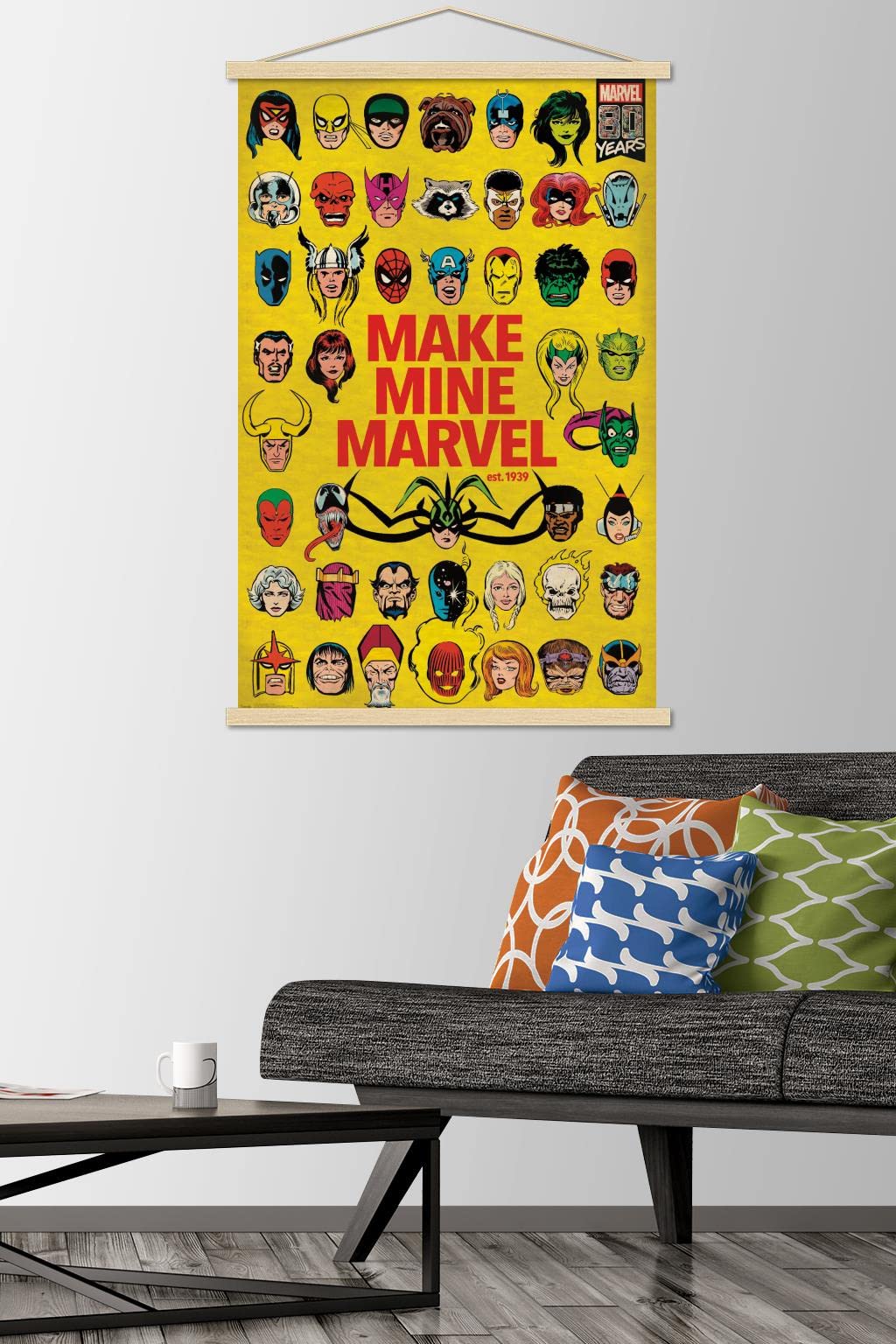 Trends International Marvel Comics - Marvel 80Th Anniversary - Group Wall Poster, 22.375'' X 34'', Premium Print And Beechwood H