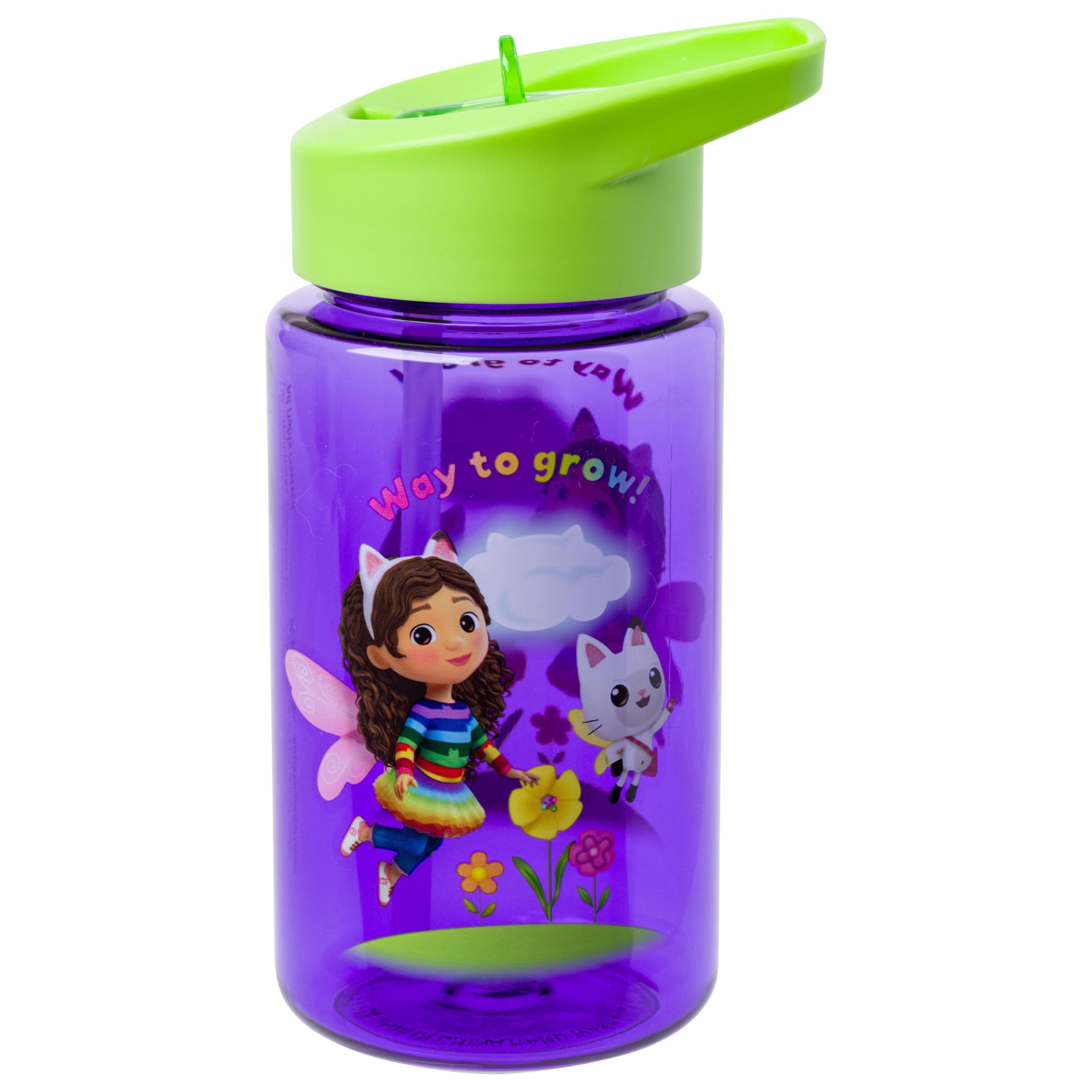 Silver Buffalo Gabbys Dollhouse Gabby & Panda Fairy 16oz Flip Straw Water Bottle