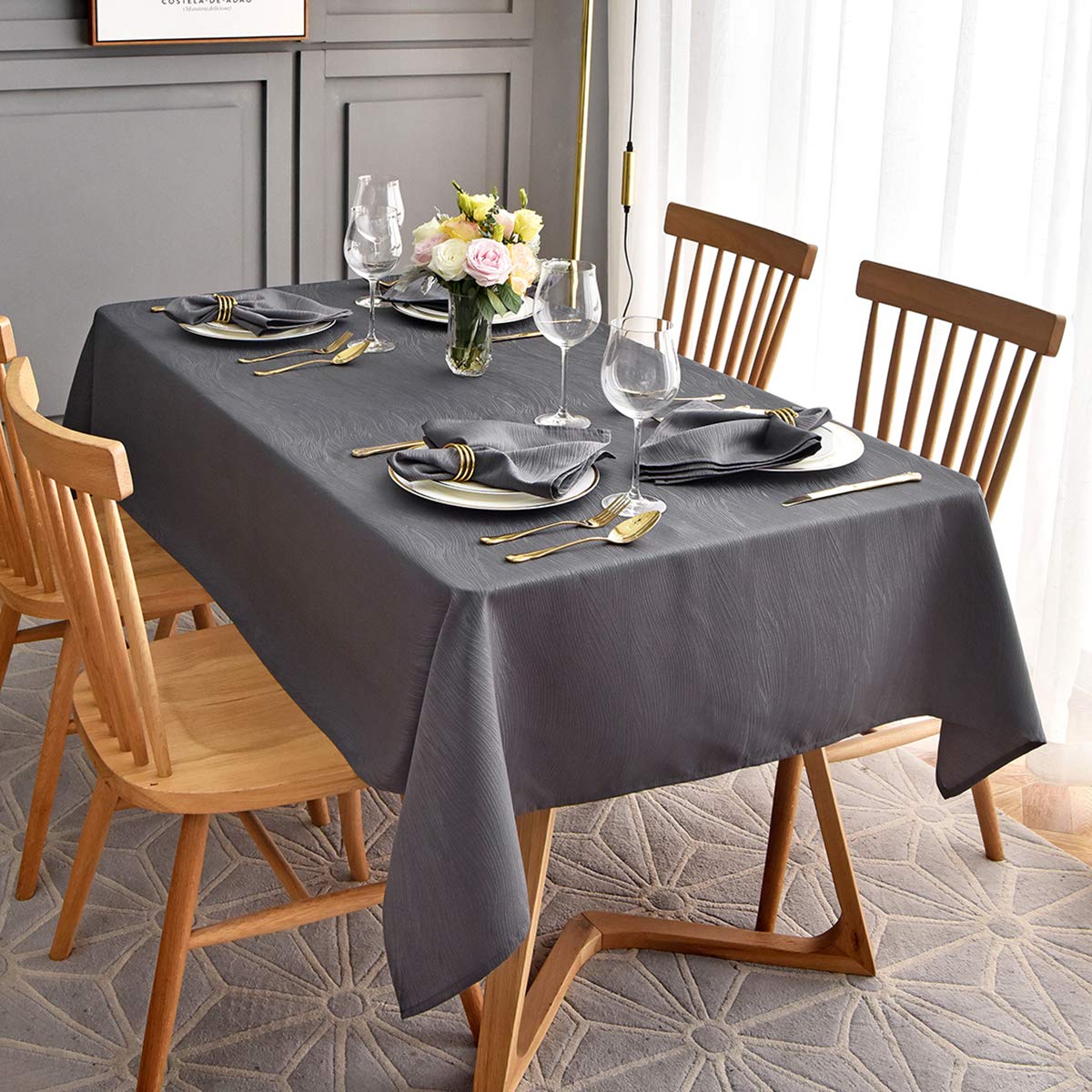 Maxmill Jacquard Tablecloth Swirl Design Water Resistance Antiwrinkle Heavy Weight Soft Table Cloth For Buffet Banquet Parties E