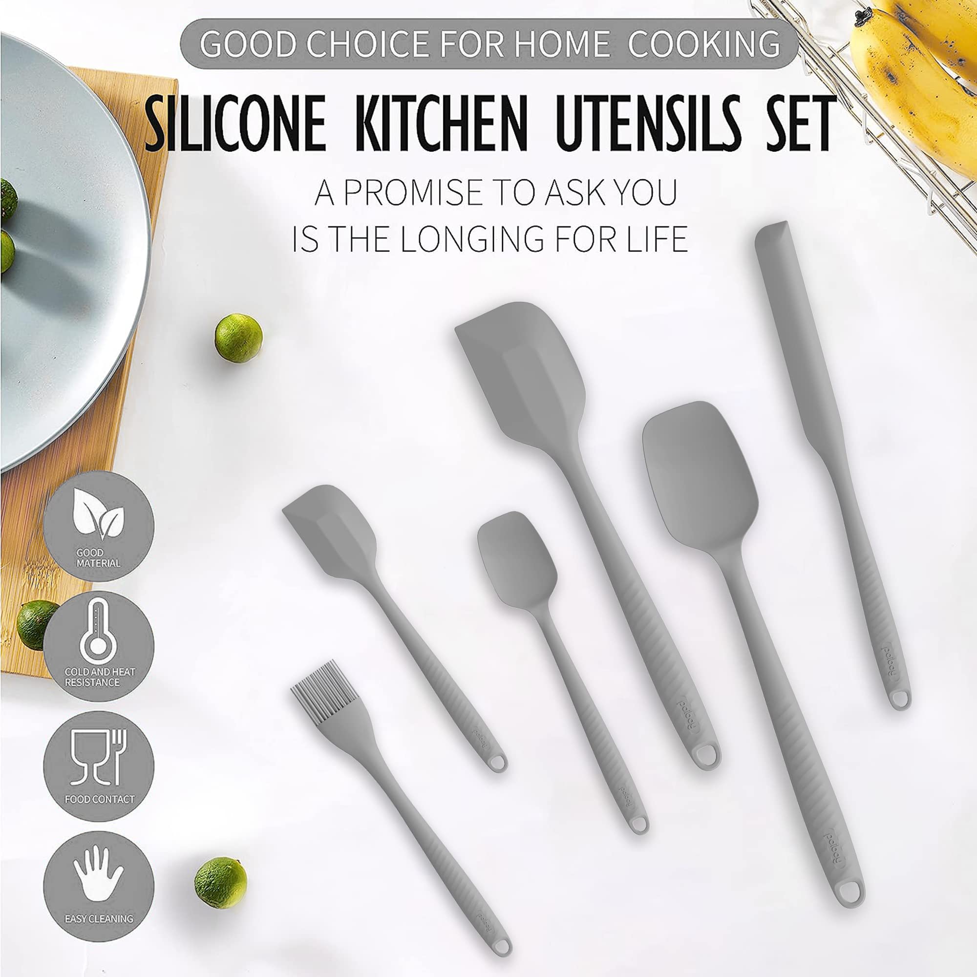 Permanent Warranty Silicone Spatula Set Of 6 Heat Resistant 600 Food Scraper For Baking Cooking Mixing Scraping Nonstick Cookwar