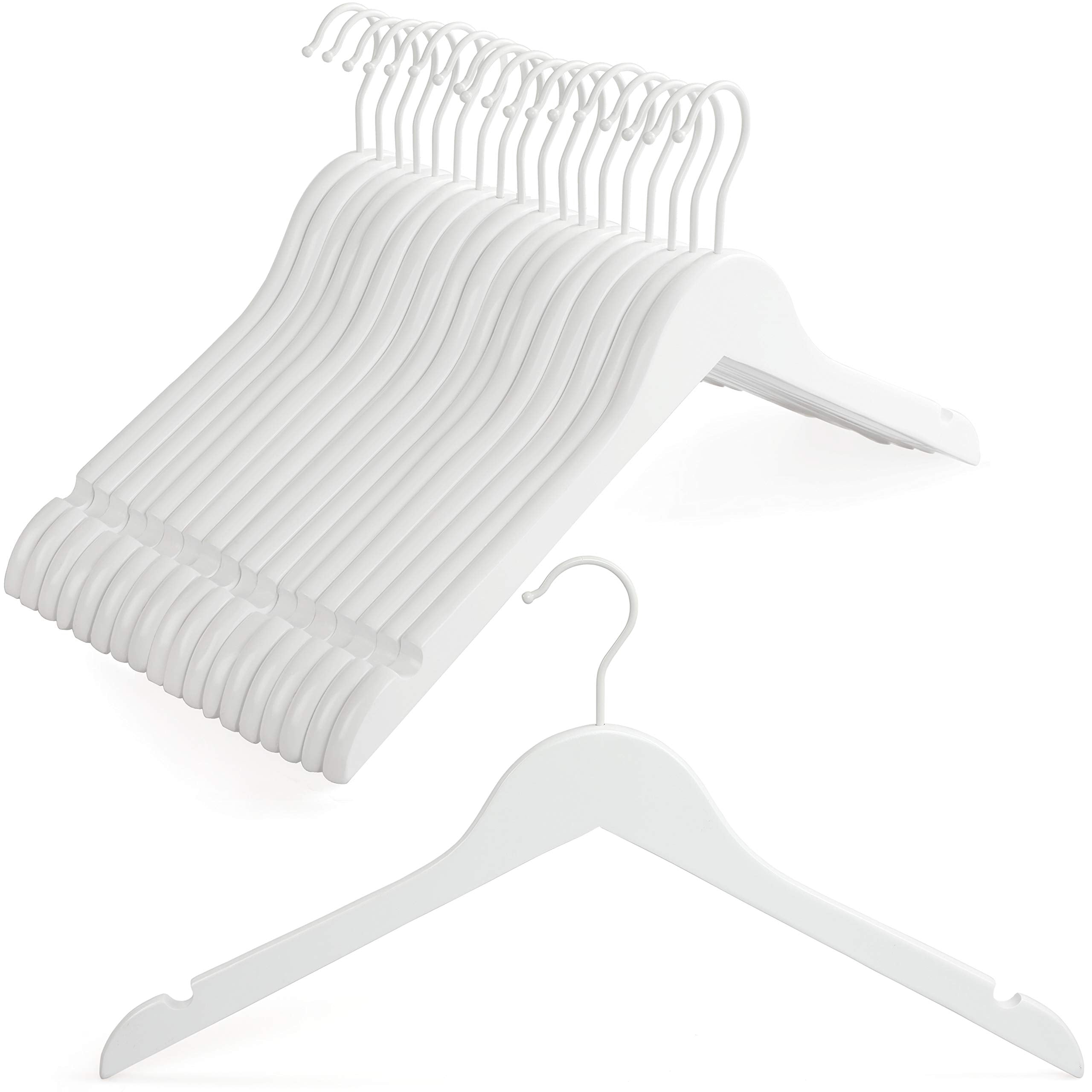 Topia Hanger Wooden Hangers 18 Pack, Premium Bride Hanger For Wedding Dress, White Wood Suit Coat Hanger With 360Swivel White Ho