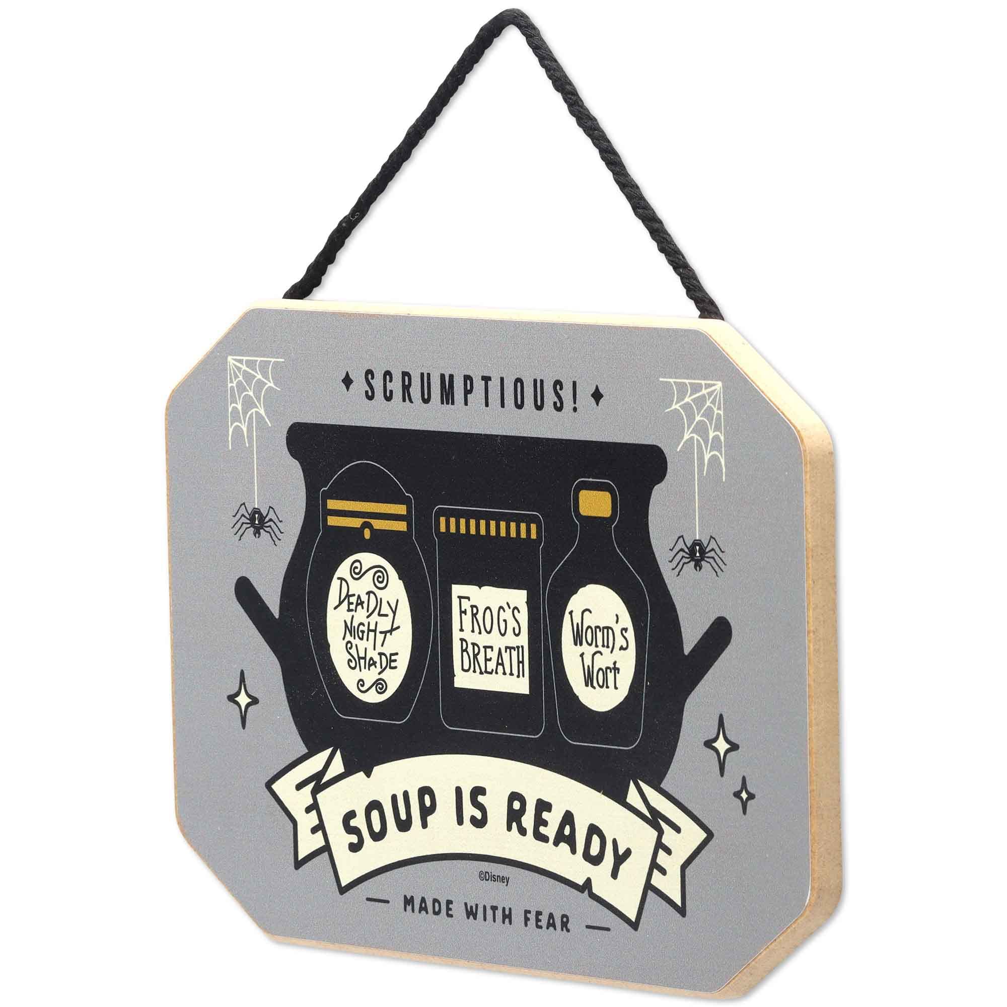 Disney The Nightmare Before Christmas Soup is Ready Hanging Wood Wall Decor - Fun Kitchen Halloween Sign - Made With Fear