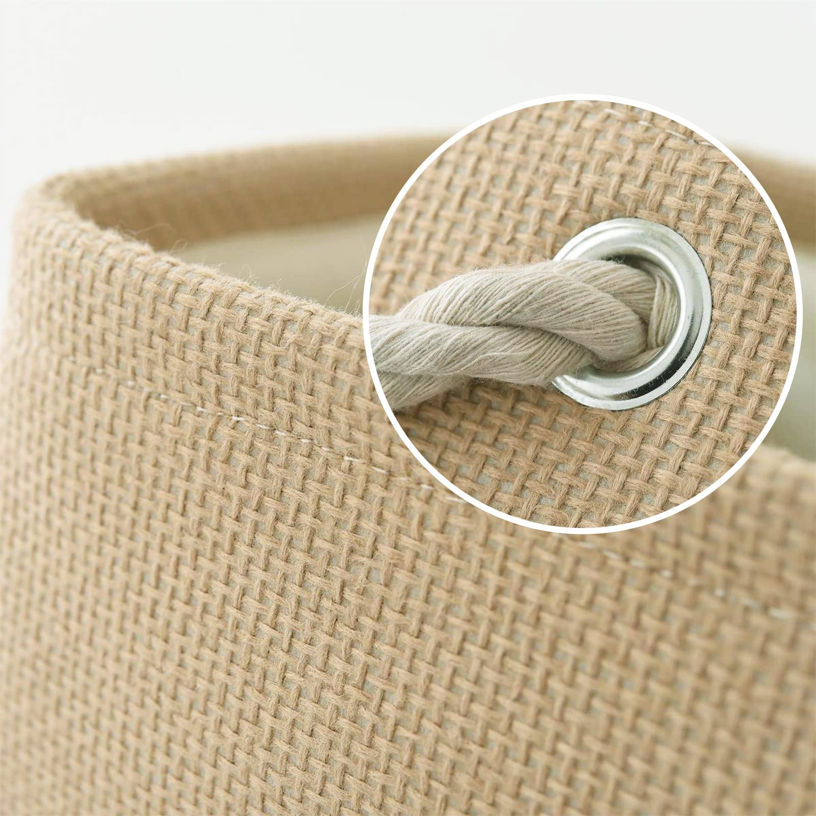 Thewarmhome Decorative Basket Rectangular Fabric Storage Bin Organizer Basket With Handles For Clothes Storage (Beige, Medium-1P