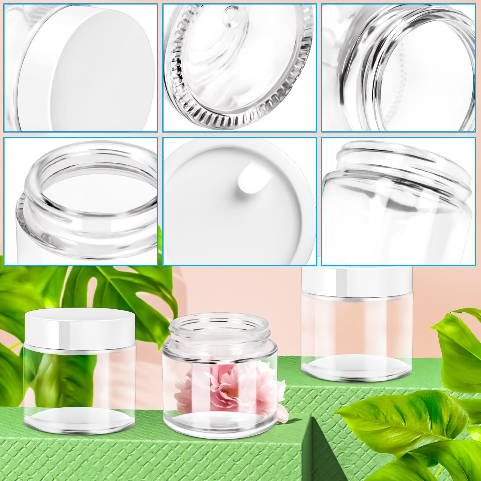 Motbach 4 Pack 2Oz Glass Jars With Lids,Small Glass Jars With Lids And Inner Liners,60Ml Empty Glass Jars Travel Toiletries Cosm