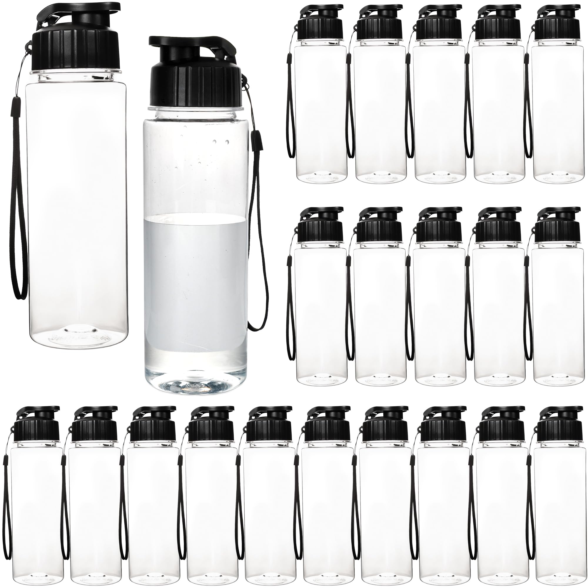 Faytark 22 Pcs 17 oz Plastic Water Bottle Bulk Water Bottles with Handle Strap Sports Travel Bottles for Outdoor Cycling Camping
