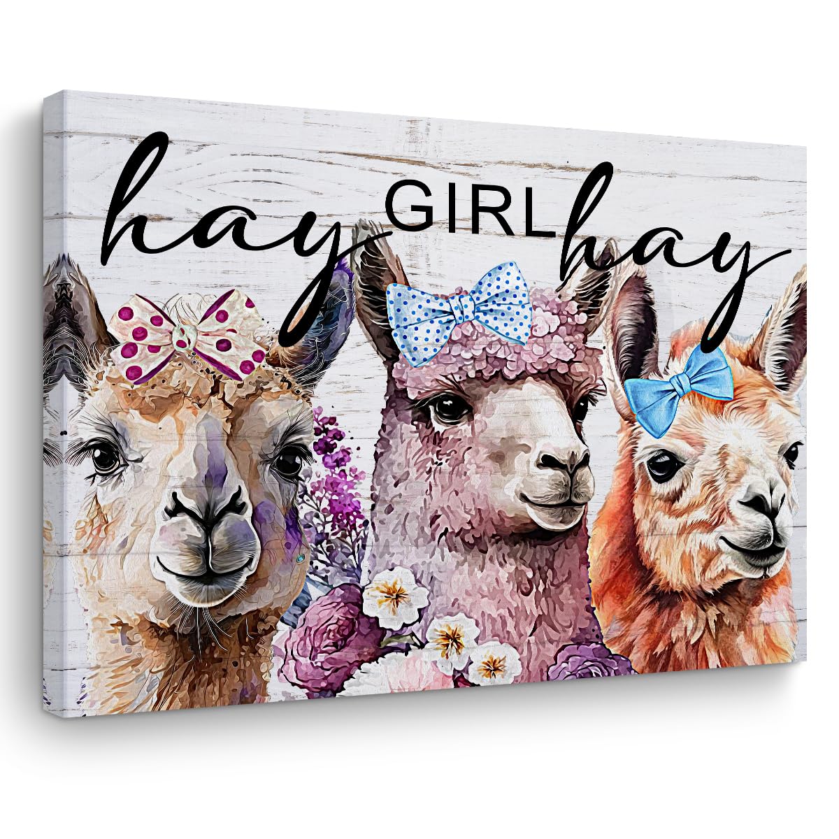 Vintage Llama Gifts Farm Animals Flowers Llama Decor Canvas Wall Art Wall Decor Country Framed Posters Art Prints Artwork Pictur