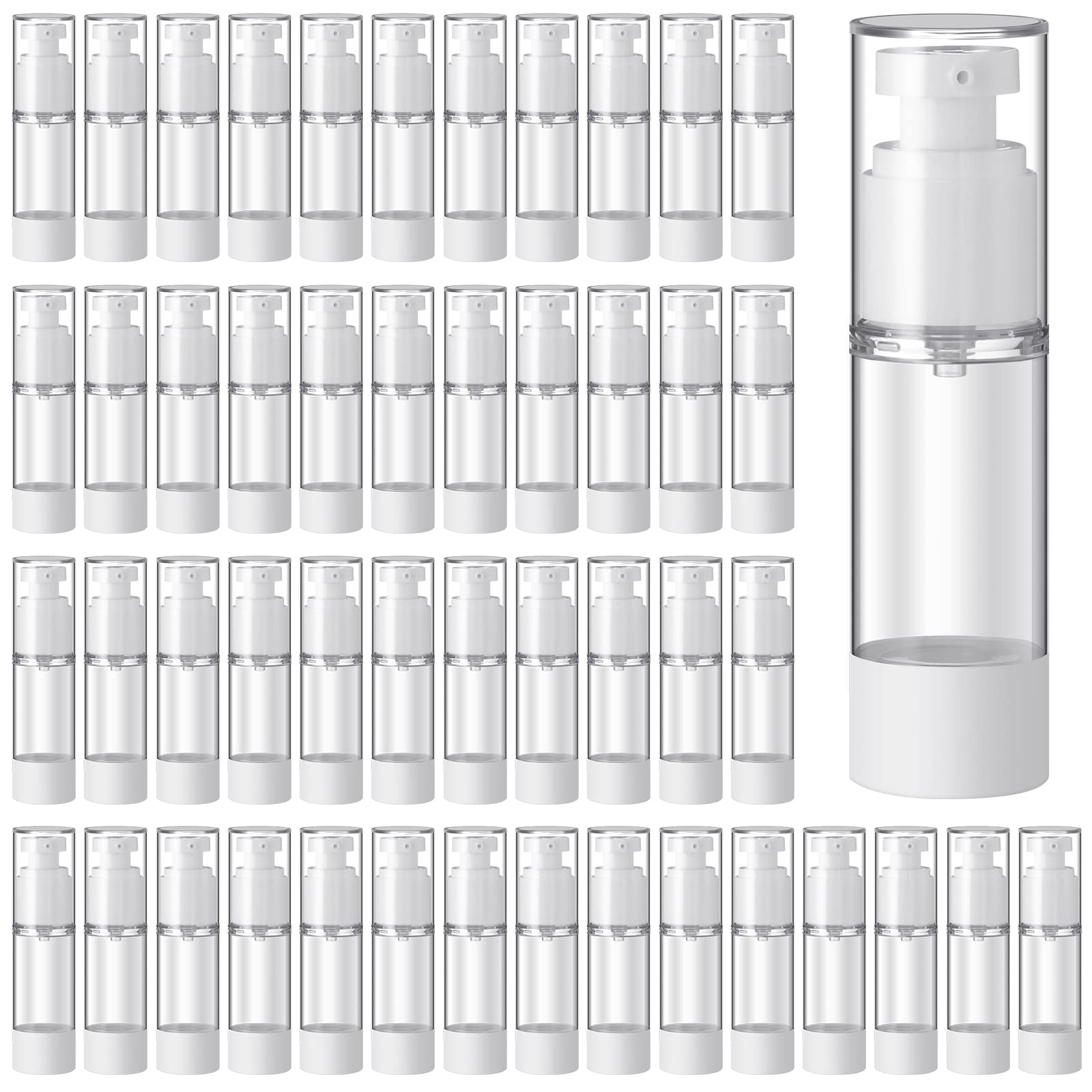 Sabary 60 Pcs Clear Airless Pump Bottles Refillable Cosmetic Travel Size Dispenser Vacuum Plastic Travel Bottles Empty Spray Pum