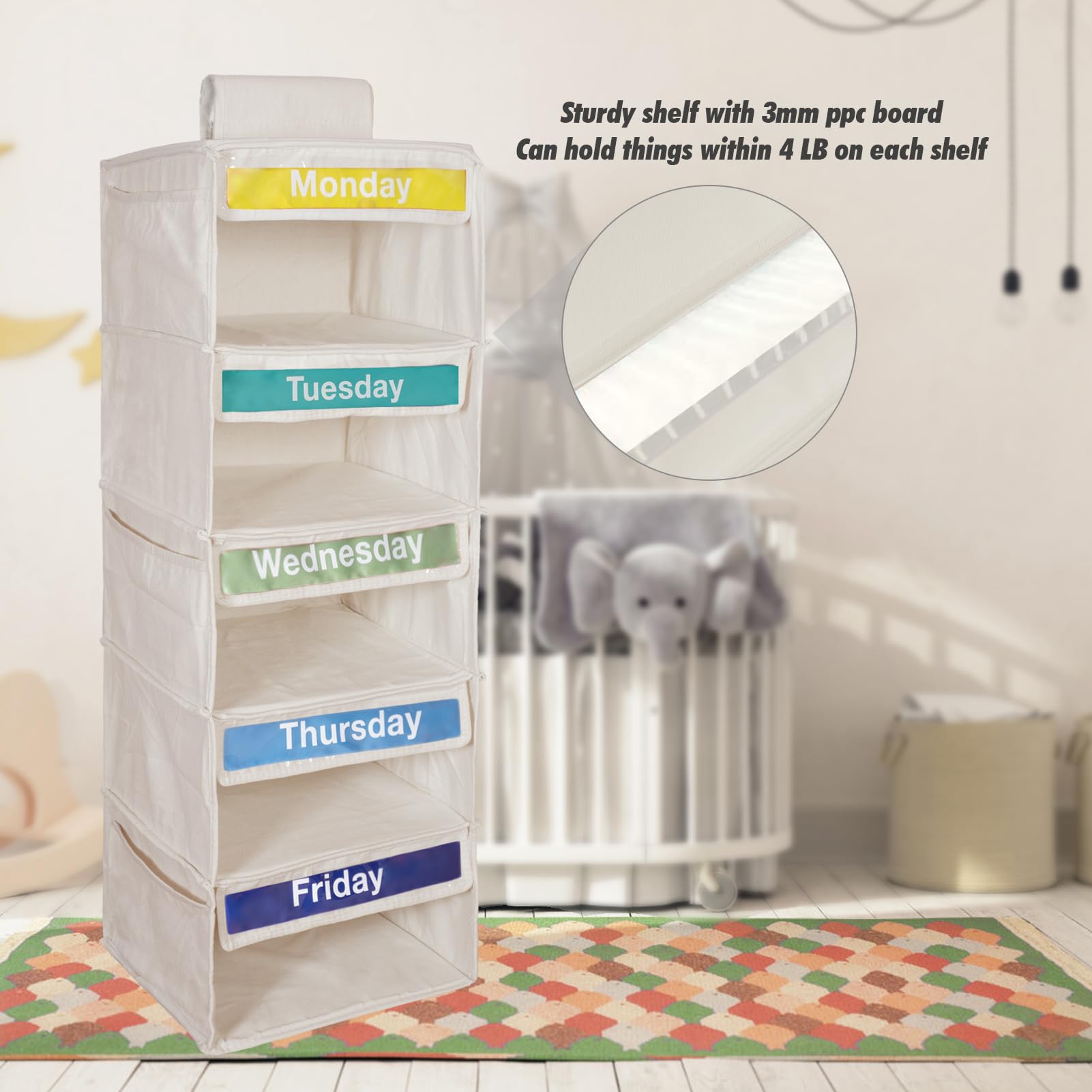Weekly Clothes Organizer For Kids-Day Of The Week Clothes Organizer For Kids-Kids Daily Clothes Organizer-Monday Friday Clothes