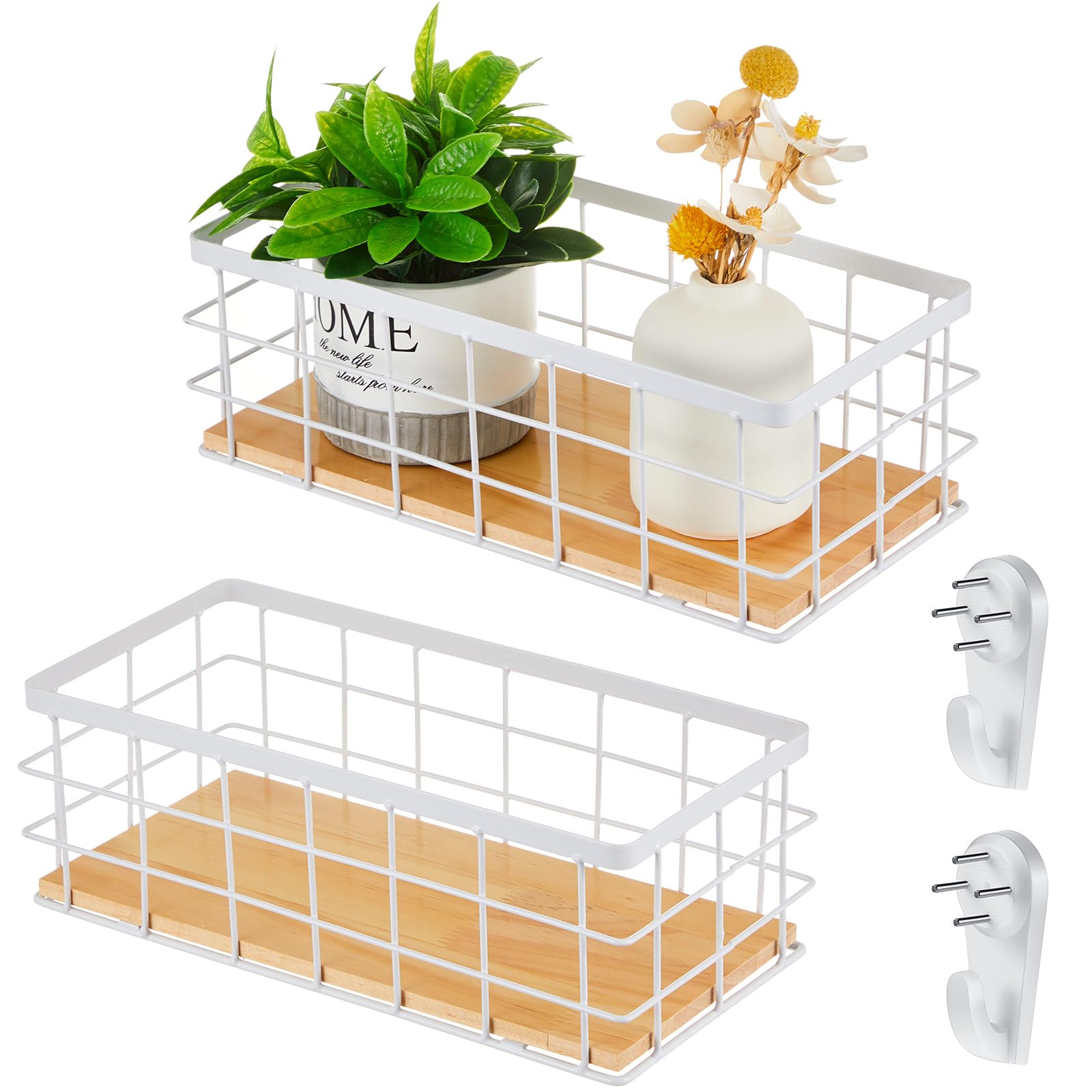 Funrous 2 Pcs Metal Small Wire Basket Wall Hanging Wire Basket Hang Small Bathroom Kitchen Storage Organizer Toilet Paper Mesh S