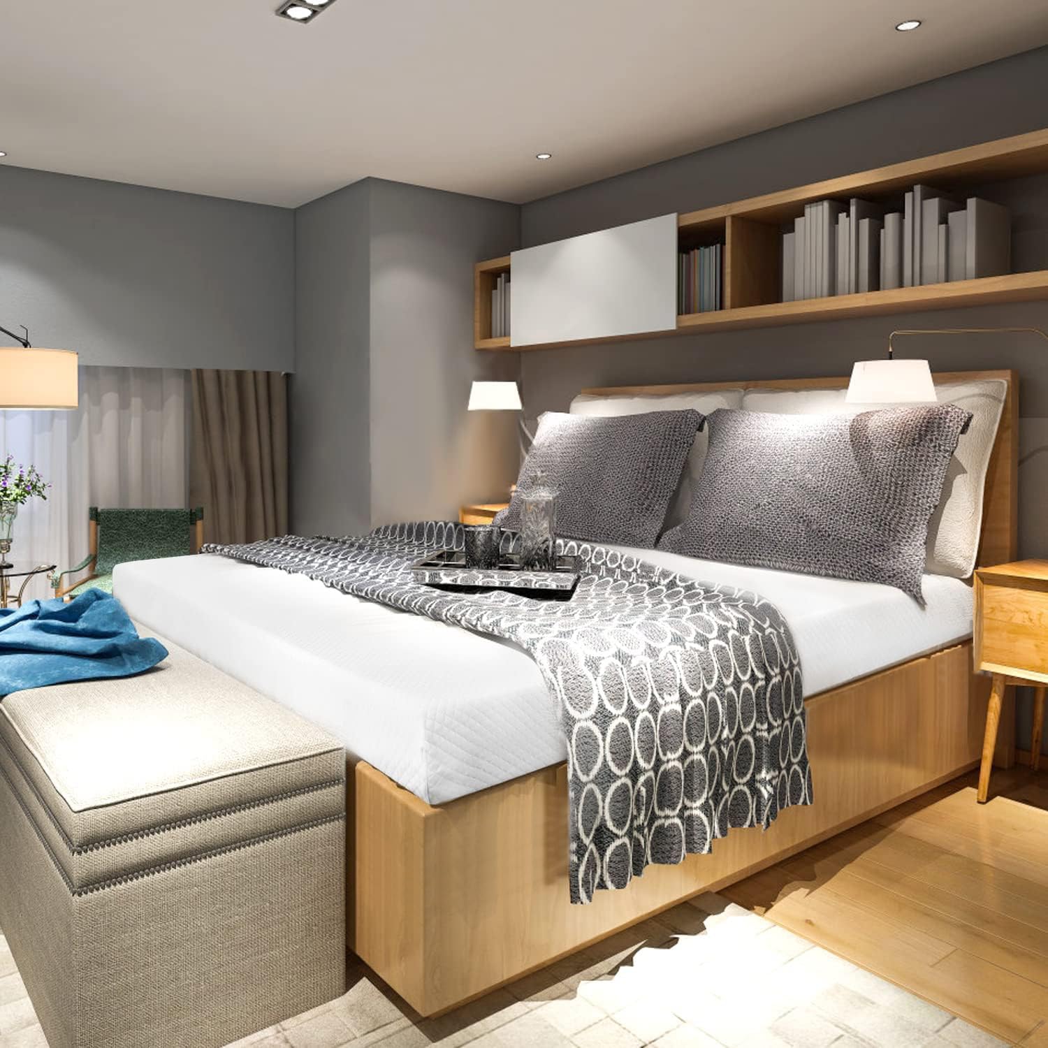 Nchanmar 6 Inch King Gel Memory Foam Mattress Pressure Relieving, Cooling Gel Foam, Certipur-Us Certified, Bed-In-A-Box, Pressur