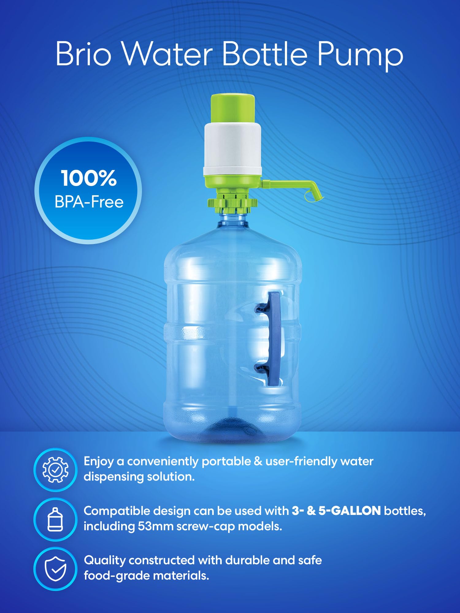 Brio Universal Manual Drinking Water Pump (Green)