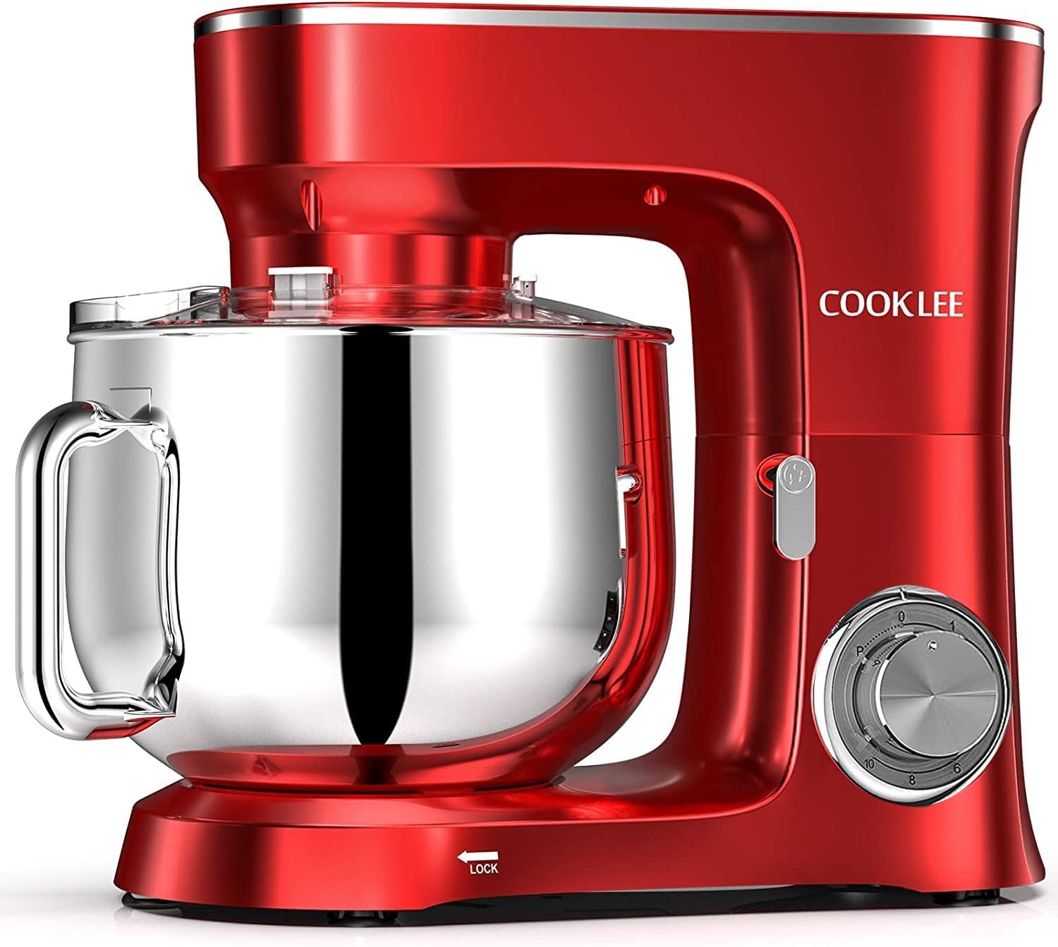 Cooklee Stand Mixer, 95 Qt 660W 10-Speed Electric Kitchen Mixer With Dishwasher-Safe Dough Hooks, Flat Beaters, Wire Whip  Pouri