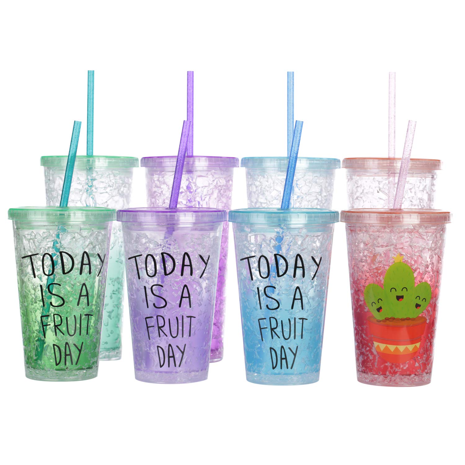 Dakoufish BPA-Free 12 Piece 11 Inch Reusable Clear Plastic Glitter Sparkle Drinking Straw Plus one Cleaning Brush (Yellow 11inch)