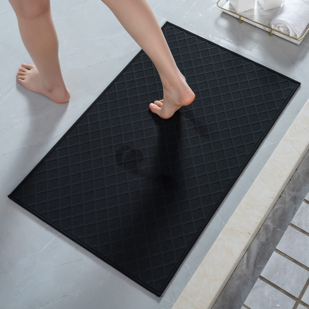 Amoami Ultra Thin Bathroom Rugs, Rubber Backed Bath Mats For Bathroom Non Slip, Absorbent Bathroom Mat For Floor, Shower, Sink(2