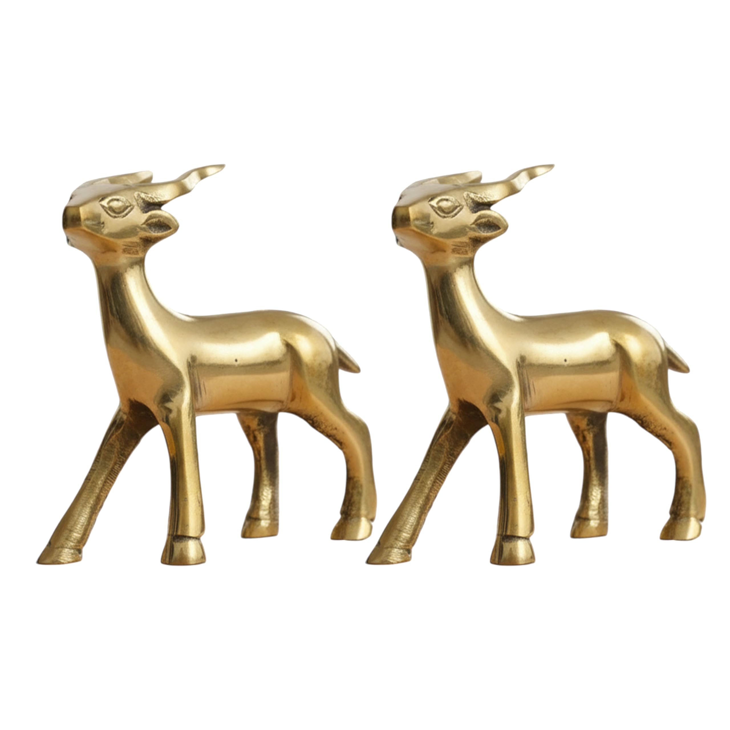 Brongs Brass Deer Pair | Height - 9.5 Cm Aprrox. | Weight - 270 Gram Approx. | Vastu Idol For Home And Office | Zonal Placement 