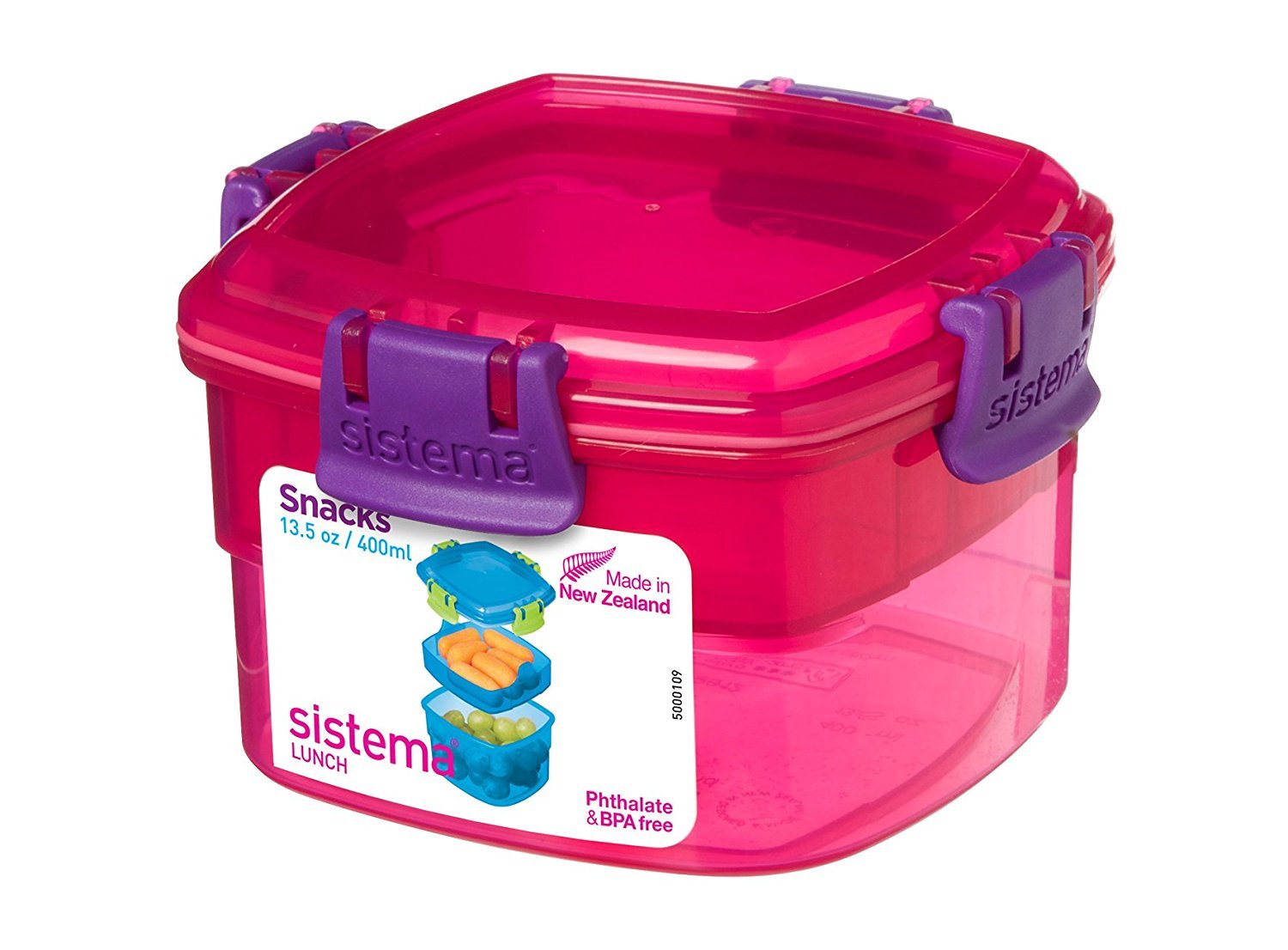 Sistema 413203 Plastic Food Storage Container - 13.5 Oz, 1 Pieces, Pink