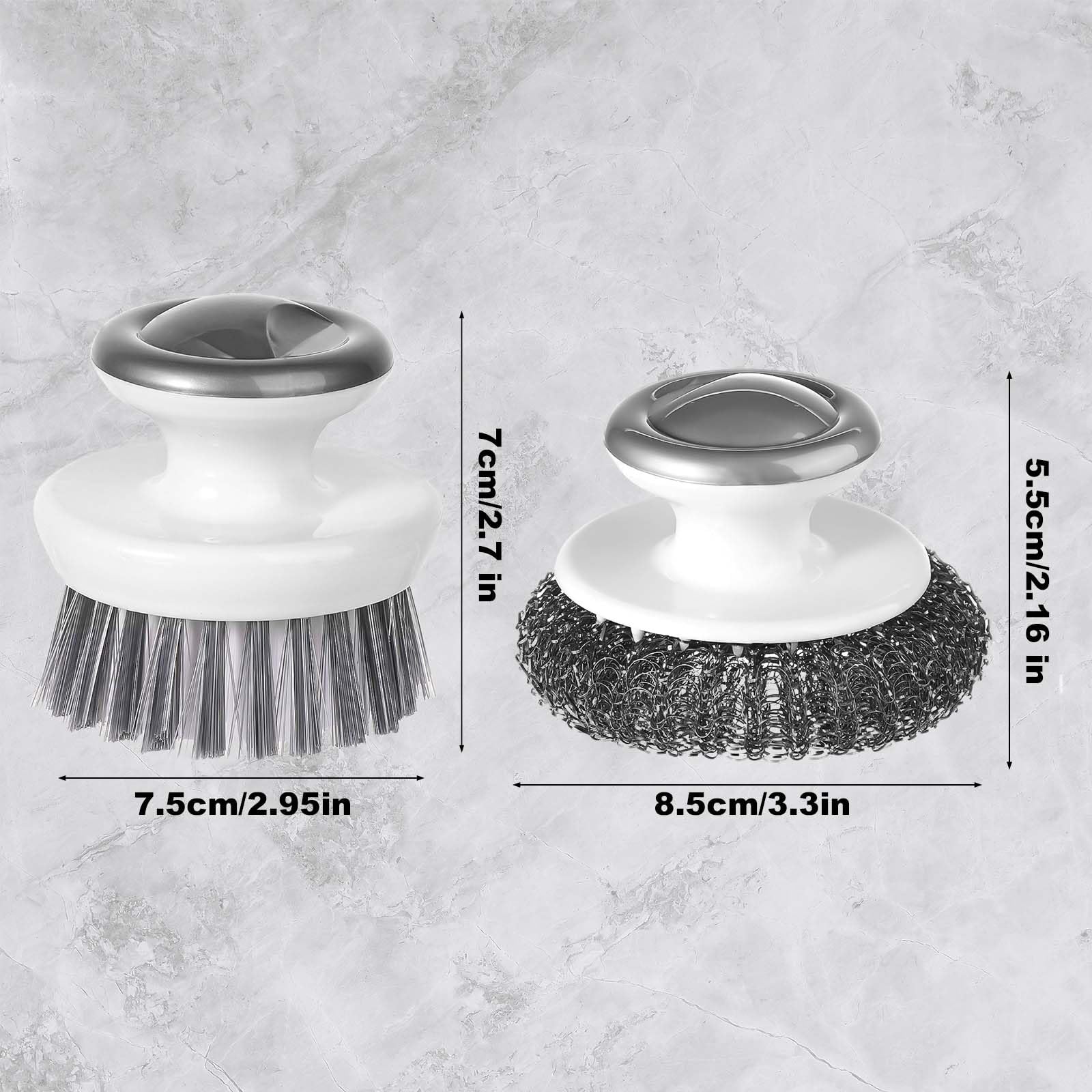 2Pcs Dish Brush With Handle, Stainless Steel Wool Scrubber,Wire Brush Multipurpose Dish Brush For Cleaning Kitchen Scrub Brushes