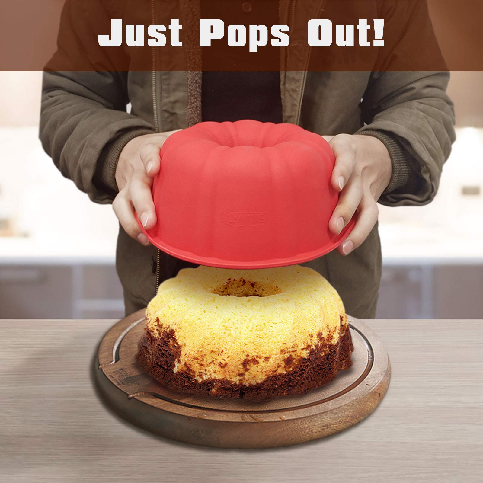 Silivo 7 Inch Silicone Buntz Cake Pans (2 Pack) - 6 Cup Nonstick Silicone Fluted Tube Pans For Baking For Cake, Brownie And Monk