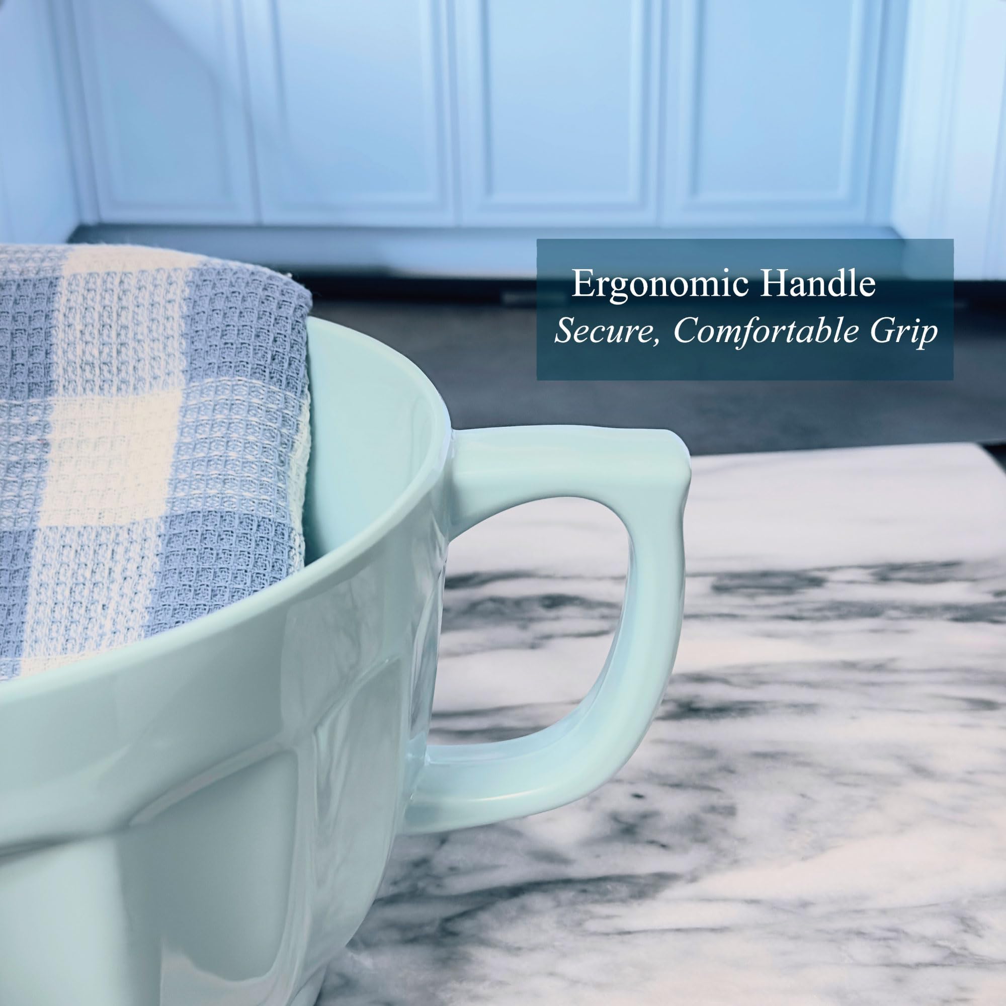 UPware Melamine Batter Bowl 4.3 qt with Pour Spout & Handle, Non-Slip Base, Latte Blue, Model A_546B