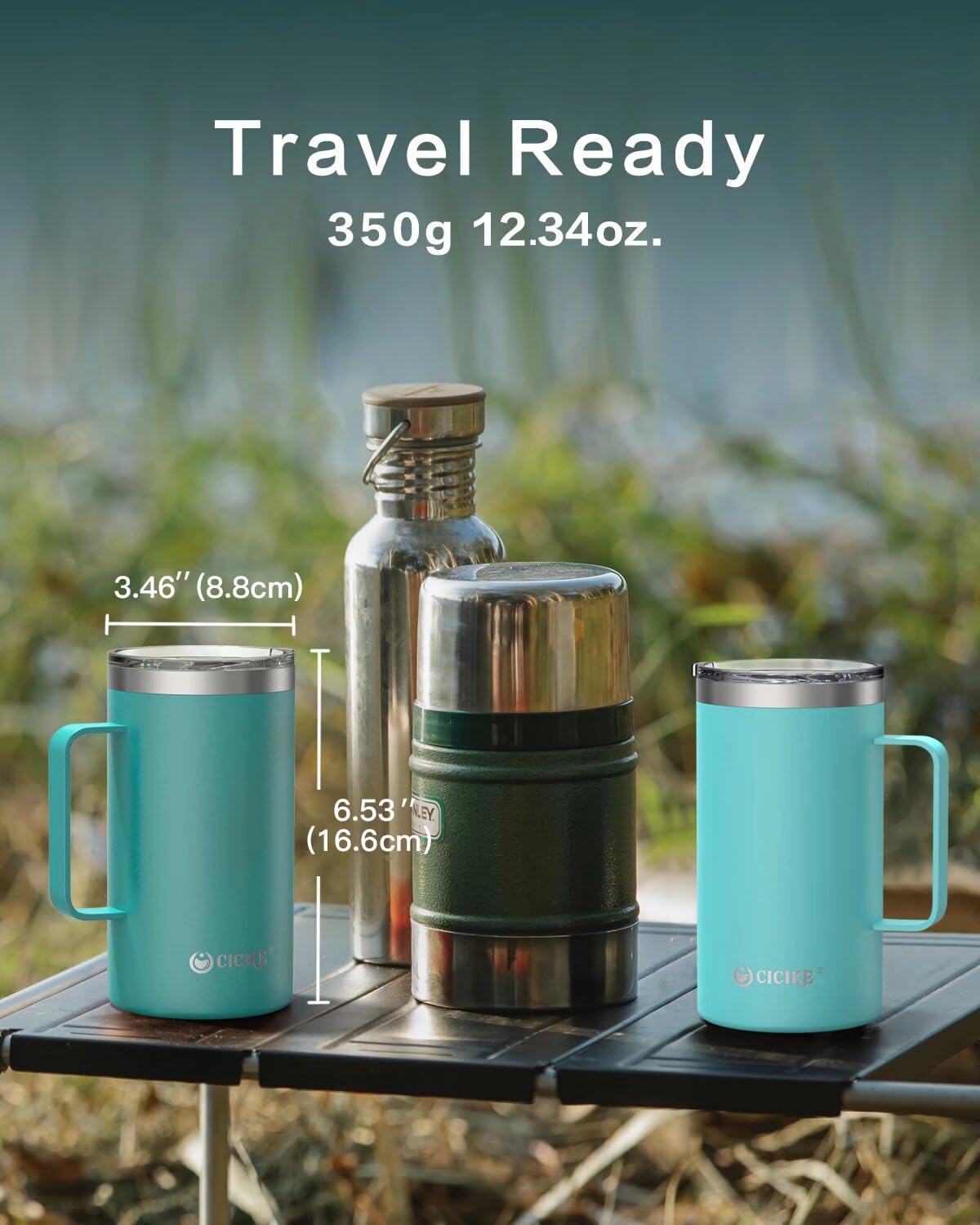 Cicike 24 Ounces Travel Mug With Handle And Lid, Insulated Coffee Mug, Stainless Steel Coffee Mug, Camping Gift For Men And Wome