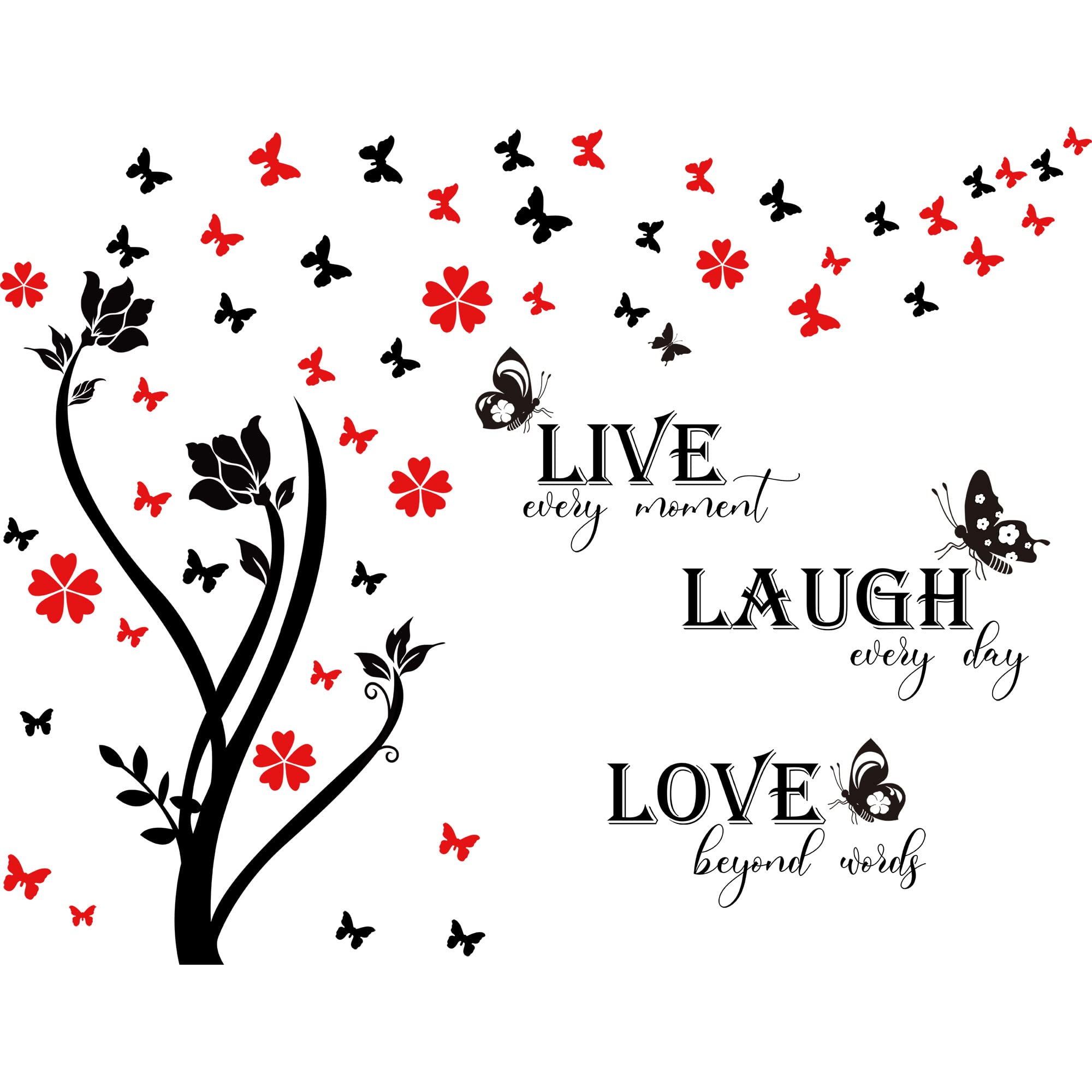 Buiory Laugh Live Love Wall Decals Inspirational Wall Quotes Stickers Vinyl Motivational Affirmation Classroom Wall Art For Bedr