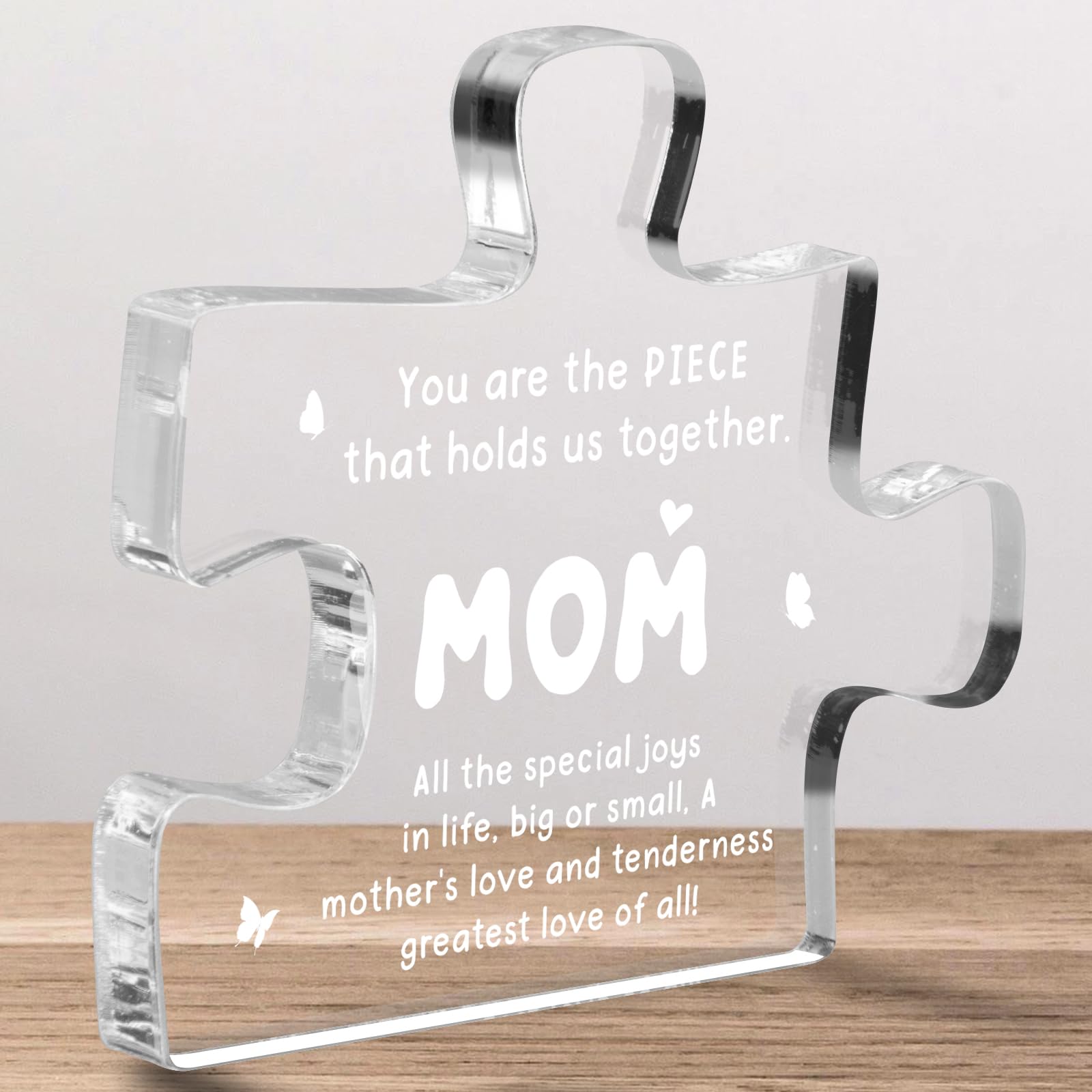 Mothers Day Birthday Gifts for Mom from Daughter Son Engraved Acrylic Block Puzzle Plaque Decorations Home Decor Birthday New Ye