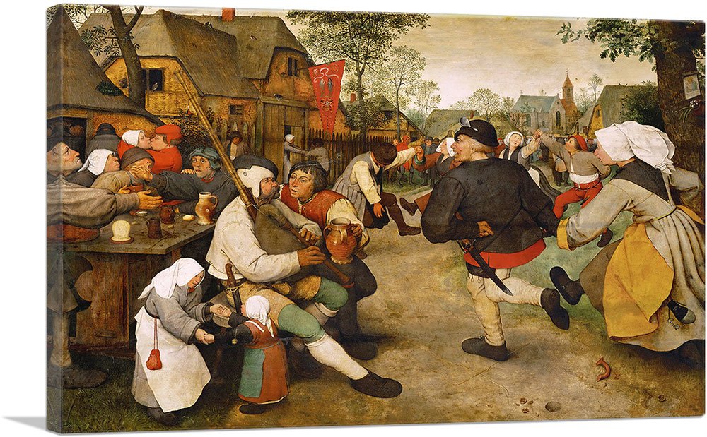 Artcanvas Peasant Dance 1568 Canvas Art Print Stretched Framed Painting Picture Poster Giclee Wall Decor By Pieter Bruegel The E