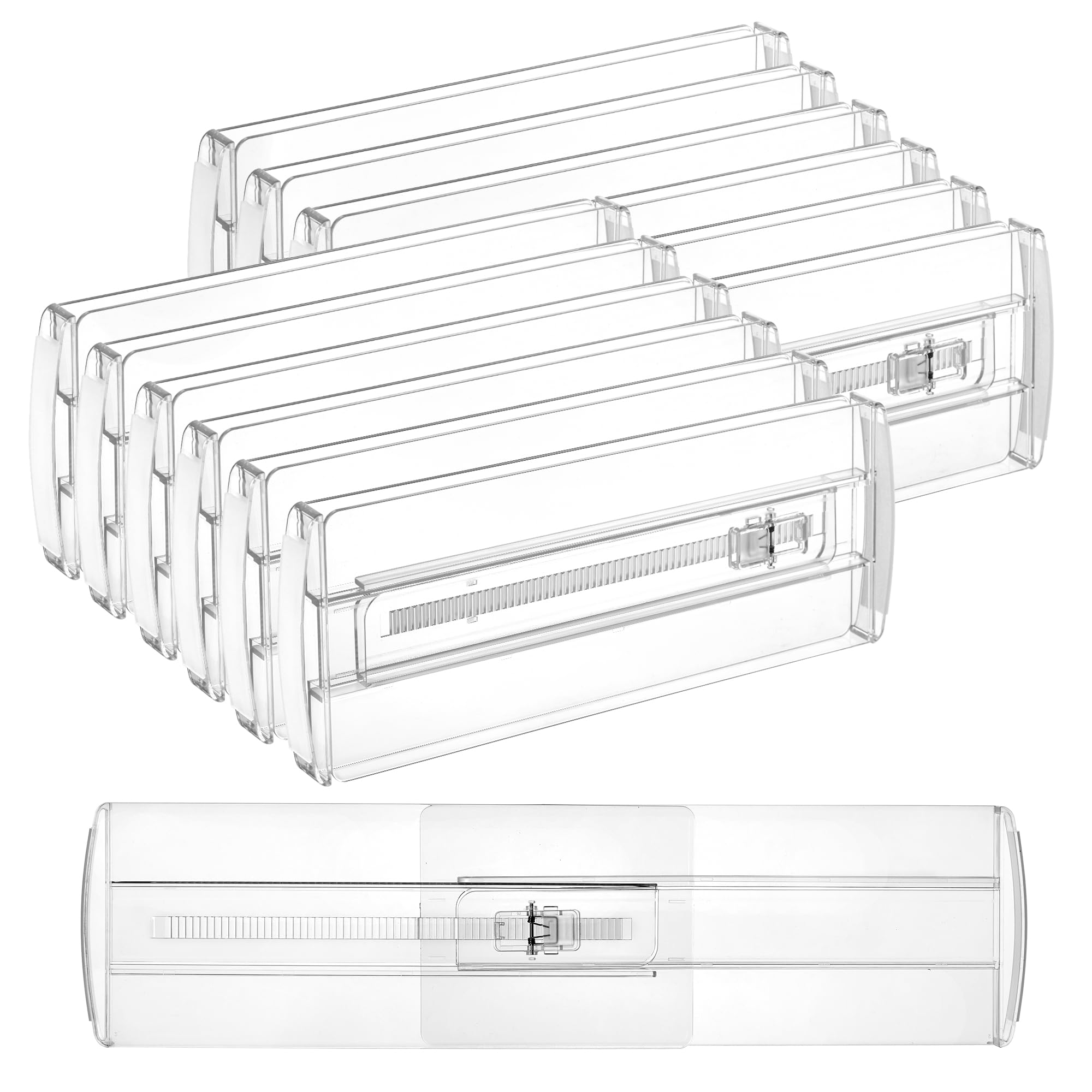 Vtopmart 12 Pack Drawer Dividers for Clothes, Adjustable 4'' High Expandable from 10.6''-17'' Dresser Drawer Organizer, Clear Pl