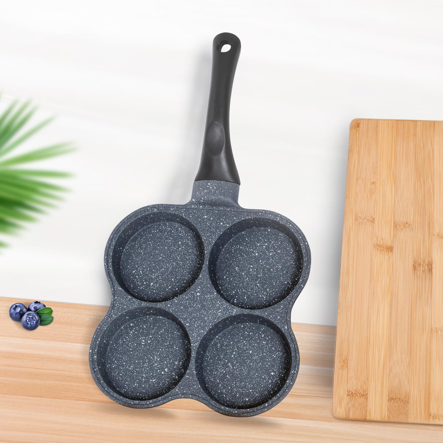 Buecmue Rustless Egg Frying Pan | 4-Cup Nonstick Easy Clean Egg Cooker Omelet Pan For Breakfast Swedish Pancake  Plett  Crepe Pan Gas Stove and Other Stoves Cookware