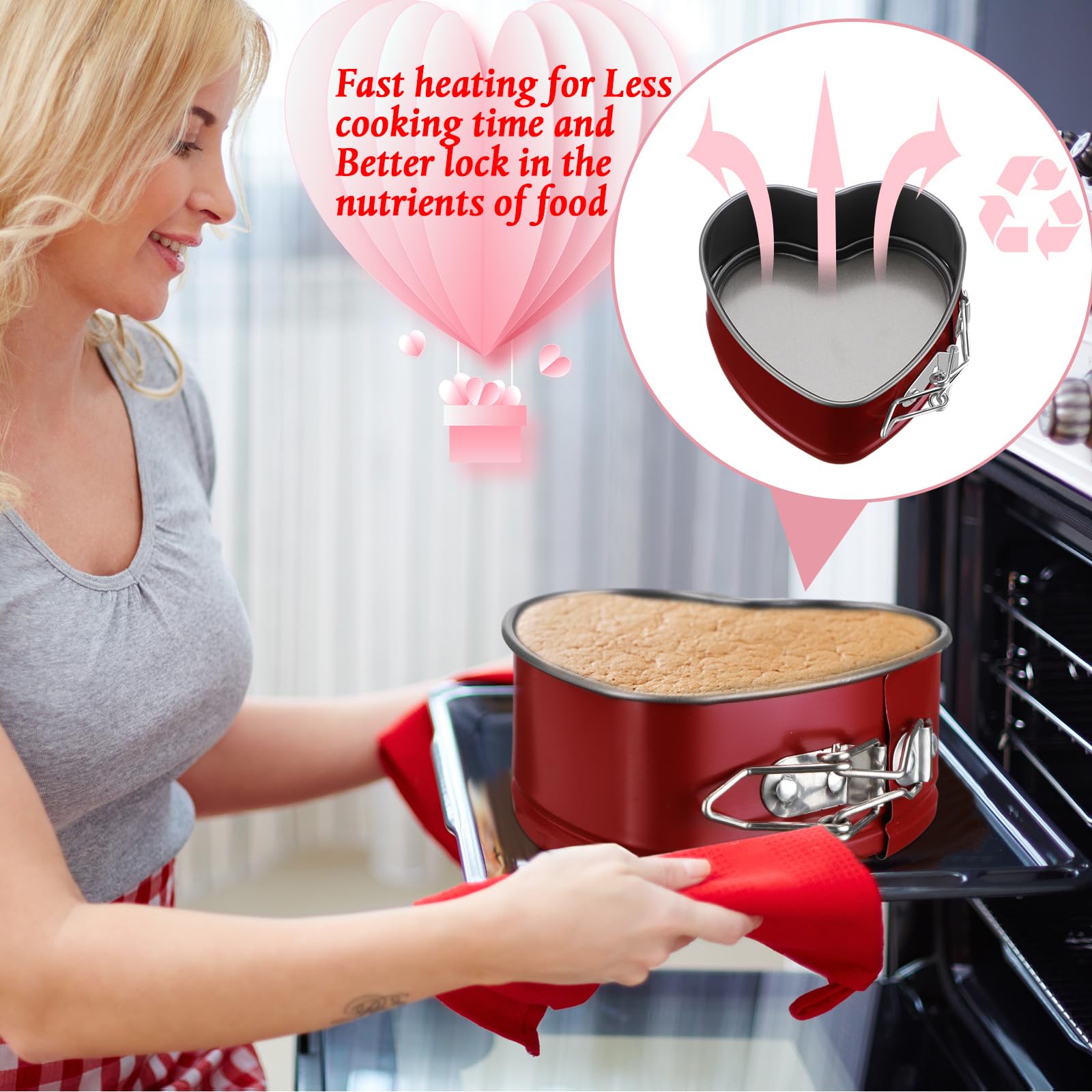 Beeveer 8 Pcs Heart Shaped Springform Pan 4 Inch Heart Shape Pan Non Stick Heart Springform Pan Molds Accessories Of Mini Cheese