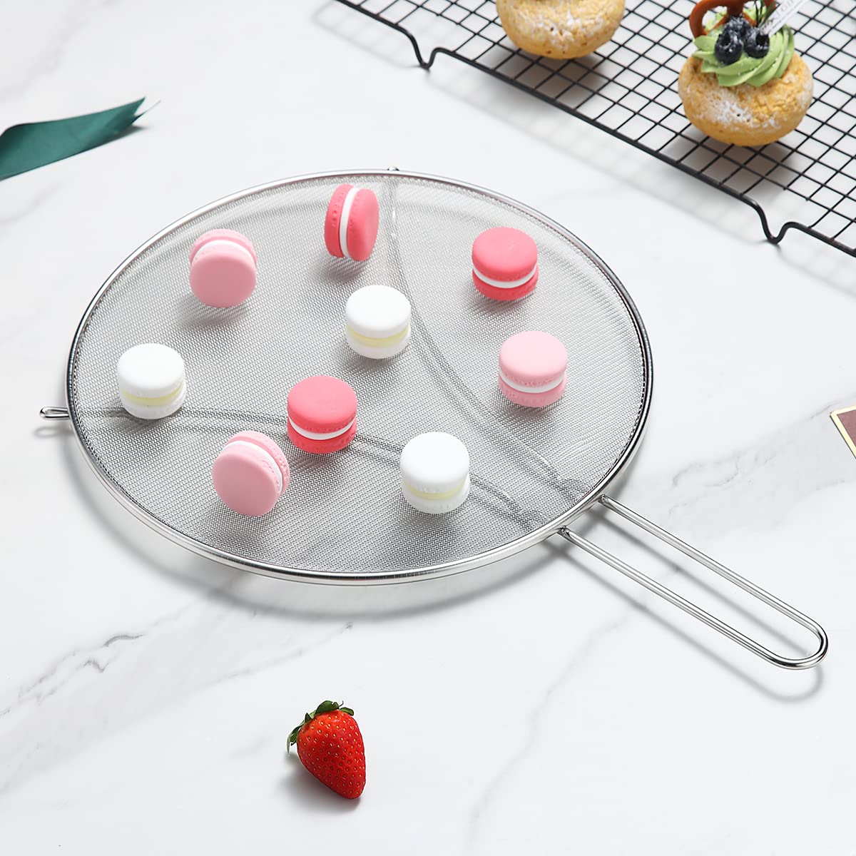 Evanda 12'' Splatter Screen For Cooking, Stainless Steel Fine Mesh For Frying Pan, Grease Guard For Pan To Stop Hot Oil Splatter