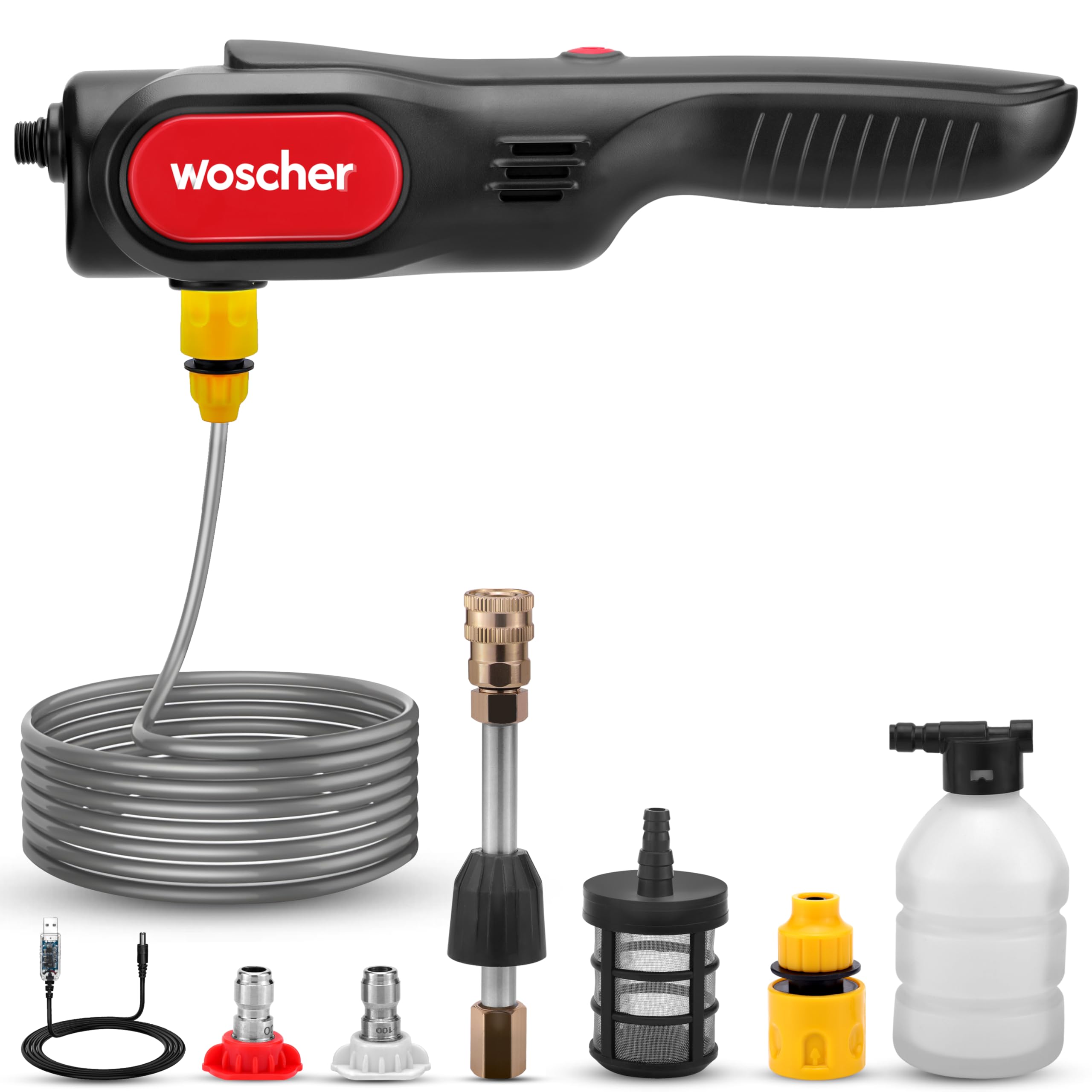 Woscher Aquavolt Cordless Portable Wireless Pressure Washer For Car Wash Bike Washing And Multipurpose Cleaning | 156W | 7500Mah