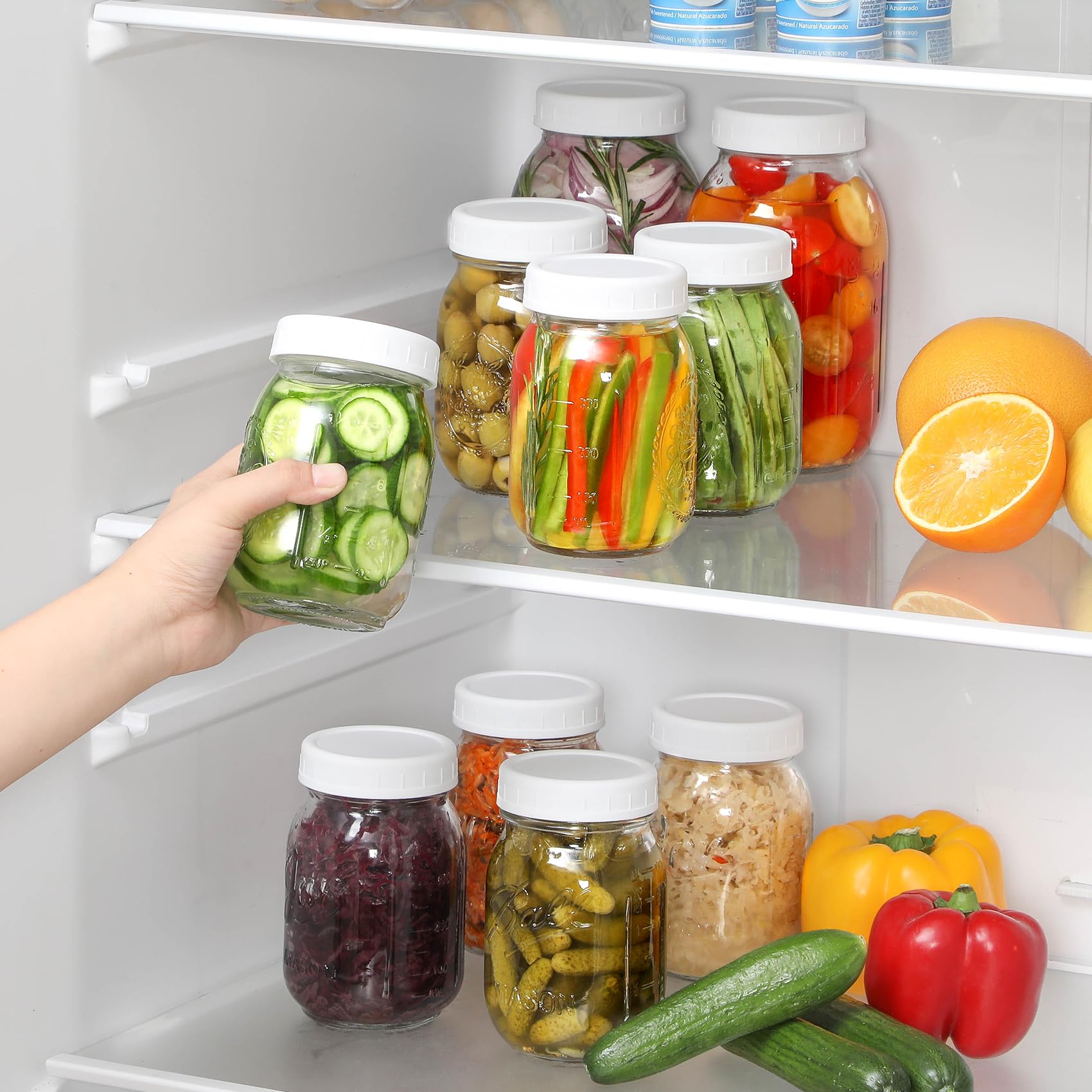 12 Pack Regular Mouth Mason Jar Lids For Ball, Kerr And More - Plastic Storage Caps For Mason Jars, Canning Jars - Leakproof, Di