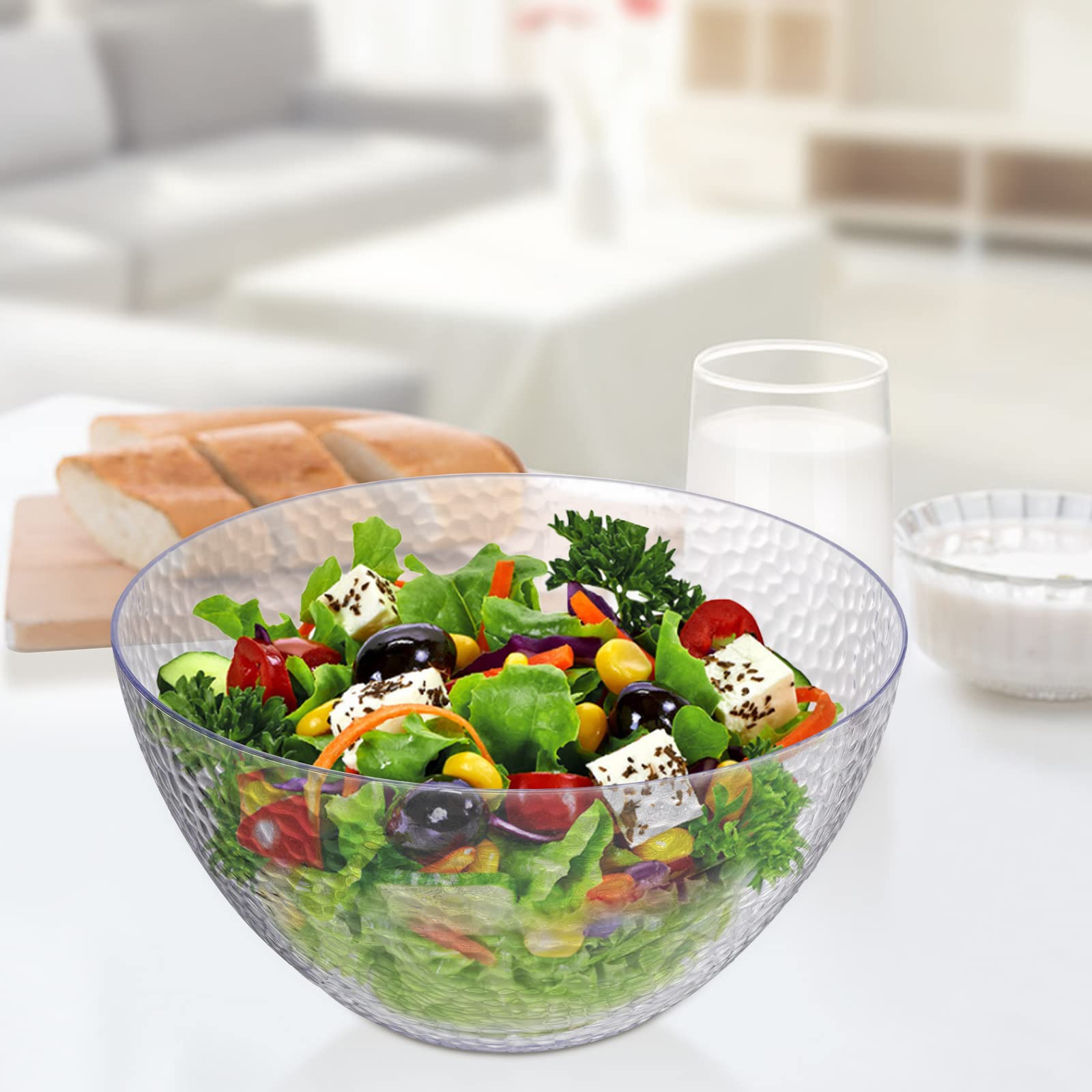 Suwimut 4 Pack Clear Plastic Serving Bowls For Parties, 135 Oz Large Round Disposable Plastic Snack Or Salad Bowl, Clear Chip Bo