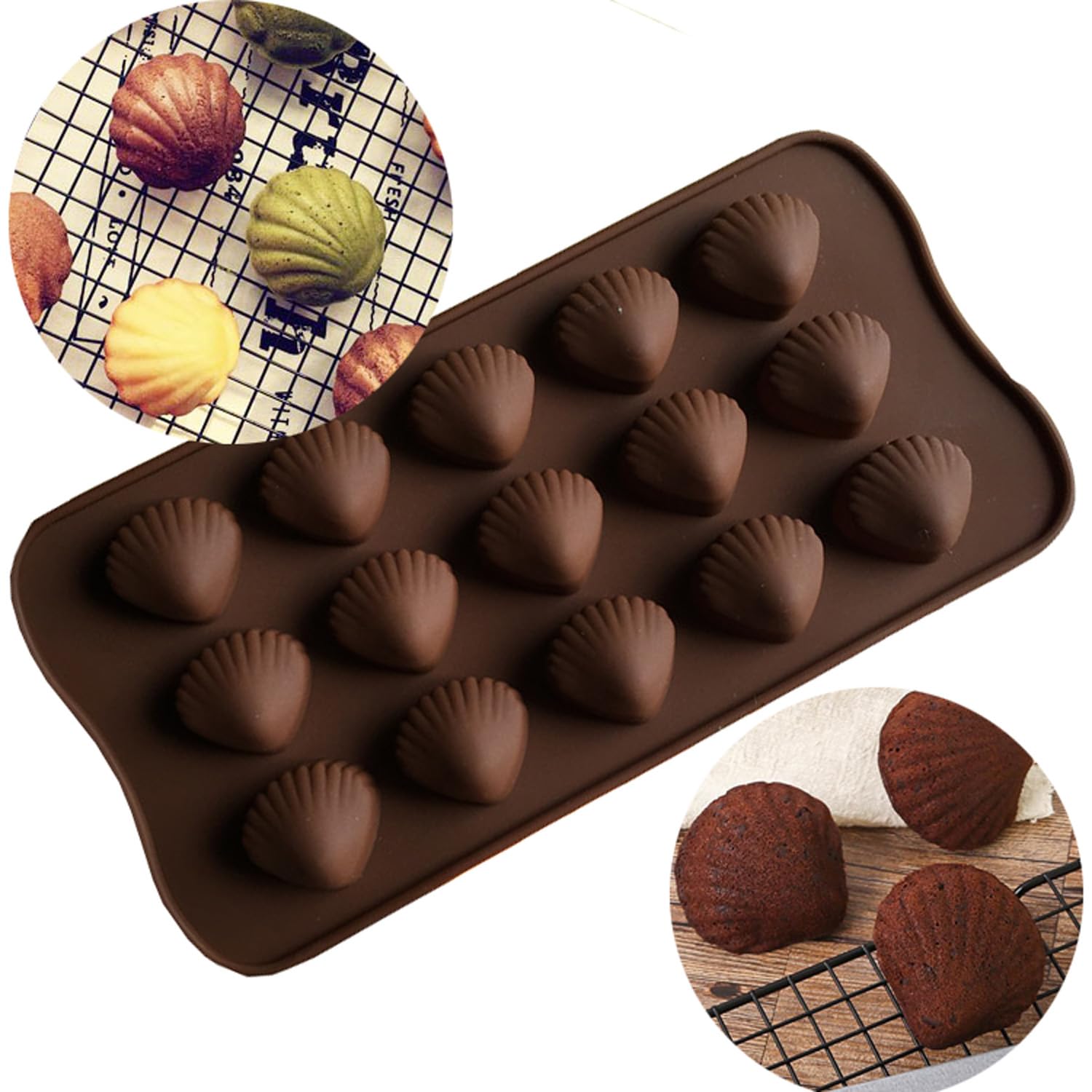 Elome Silicone Sea Shell Mold Baking Mould Ice Cube Tray For Chocolate, Soap, Candle, Madeleines, Fondant Birthday Cake Decorati