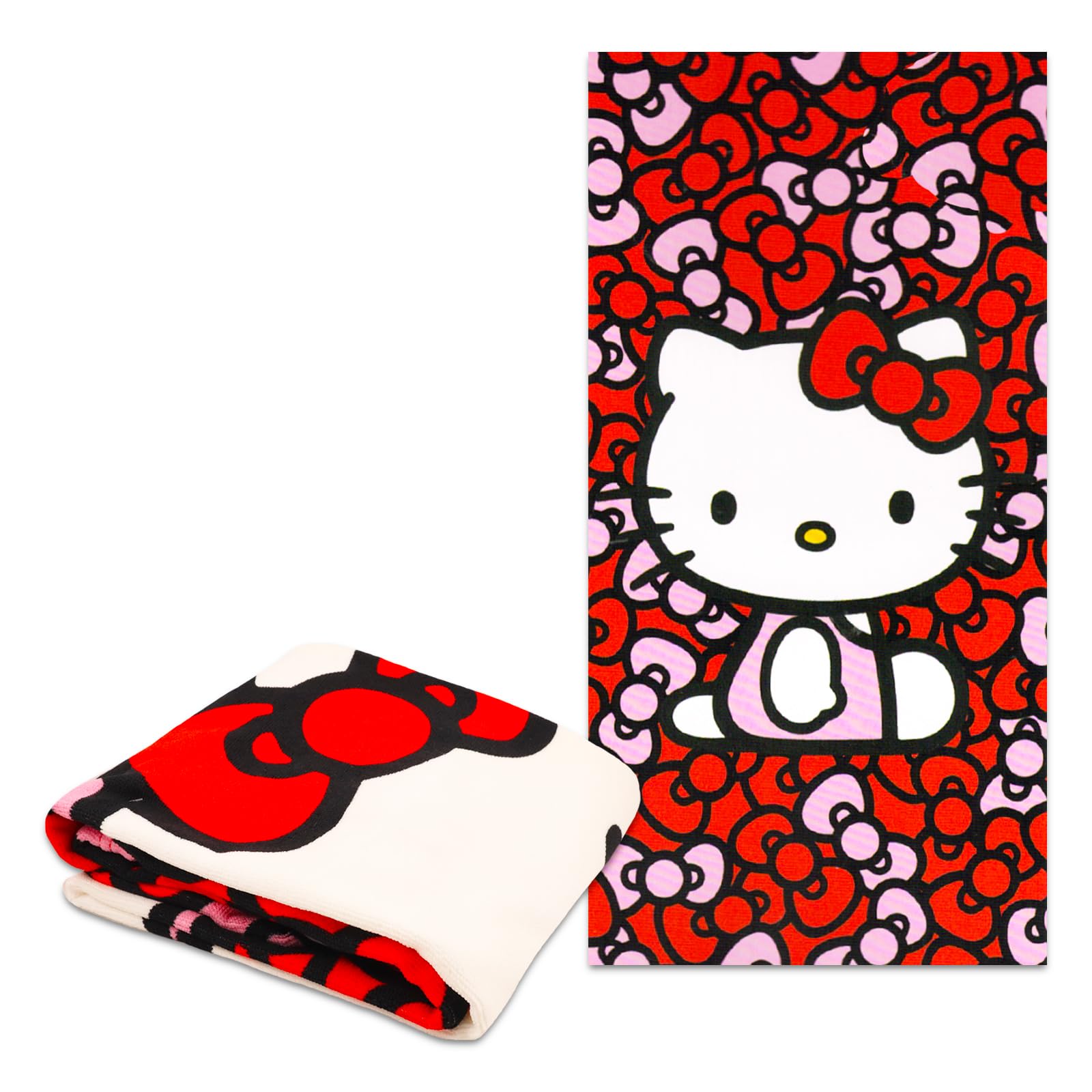 Hello Kitty Beach Towel Set - Bundle With 27X54 Hello Kitty Pool Towel Plus Stickers And More (Hello Kitty Bath Towel For Kids A