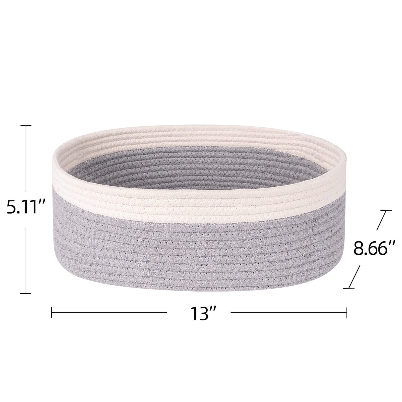 Kriitools Baskets for Shelf Storage Cute Basket to Store and Organize Household Items/Woven Rope Basket for Living Room  Bedroom Playroom/Durable Small Oval-13x8.66x5.11?? 3 Packs Off White&Gray