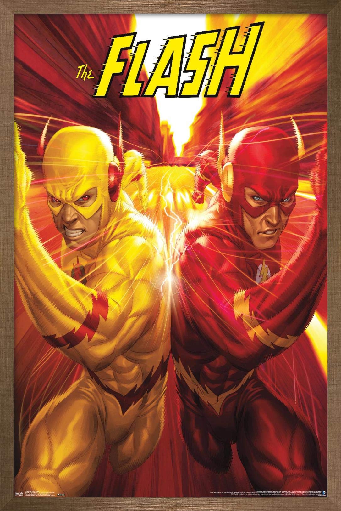 Trends International Dc Comics - The Flash And The Reverse Flash - Race Wall Poster, 14.725'' X 22.375'', Bronze Framed Version