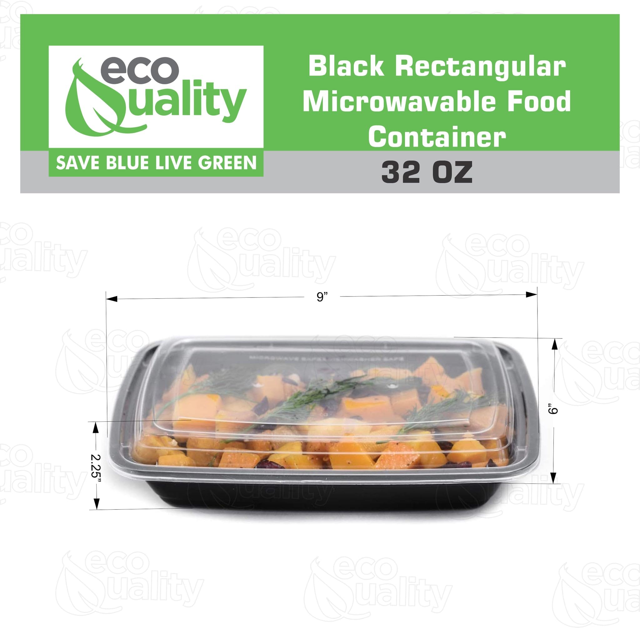 32 Oz Reusable Food Storage 100 Pack Containers With Lids By Ecoquality - Rectangular Bpa Free Freezer, Microwave & Dishwasher S