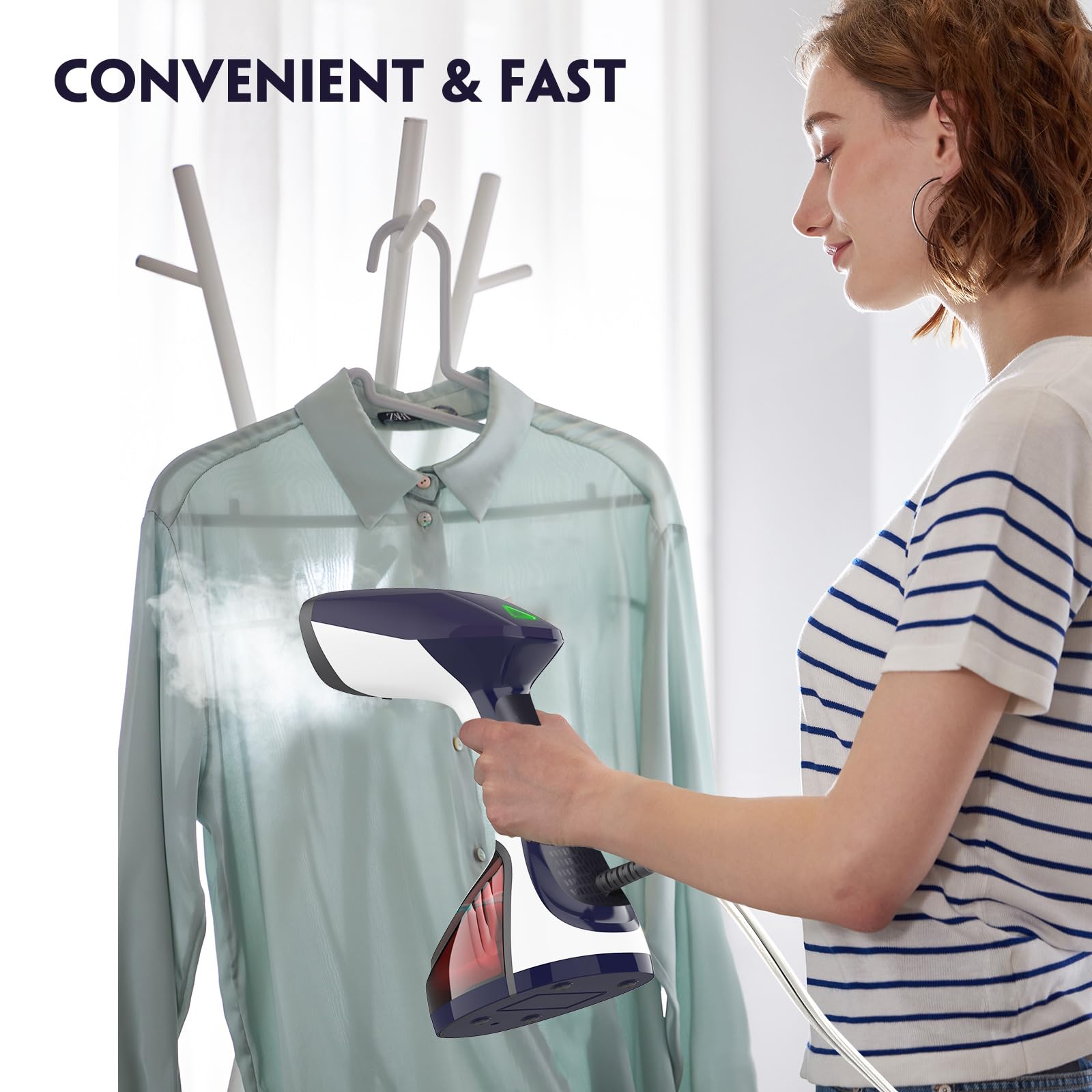 Urpower Steamer For Clothes 300Ml Clothes Steamer Handheld 15-Second Fast Heat-Up 1500W Stainless Steel Plate Travel Steamer Por