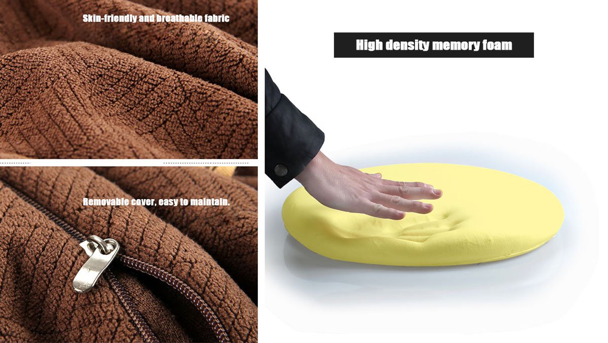 Sigmat Memory Foam Seat Cushion Anti-Slip Soft Round Stool Cushion Chair Pad 16 Inch Coffee