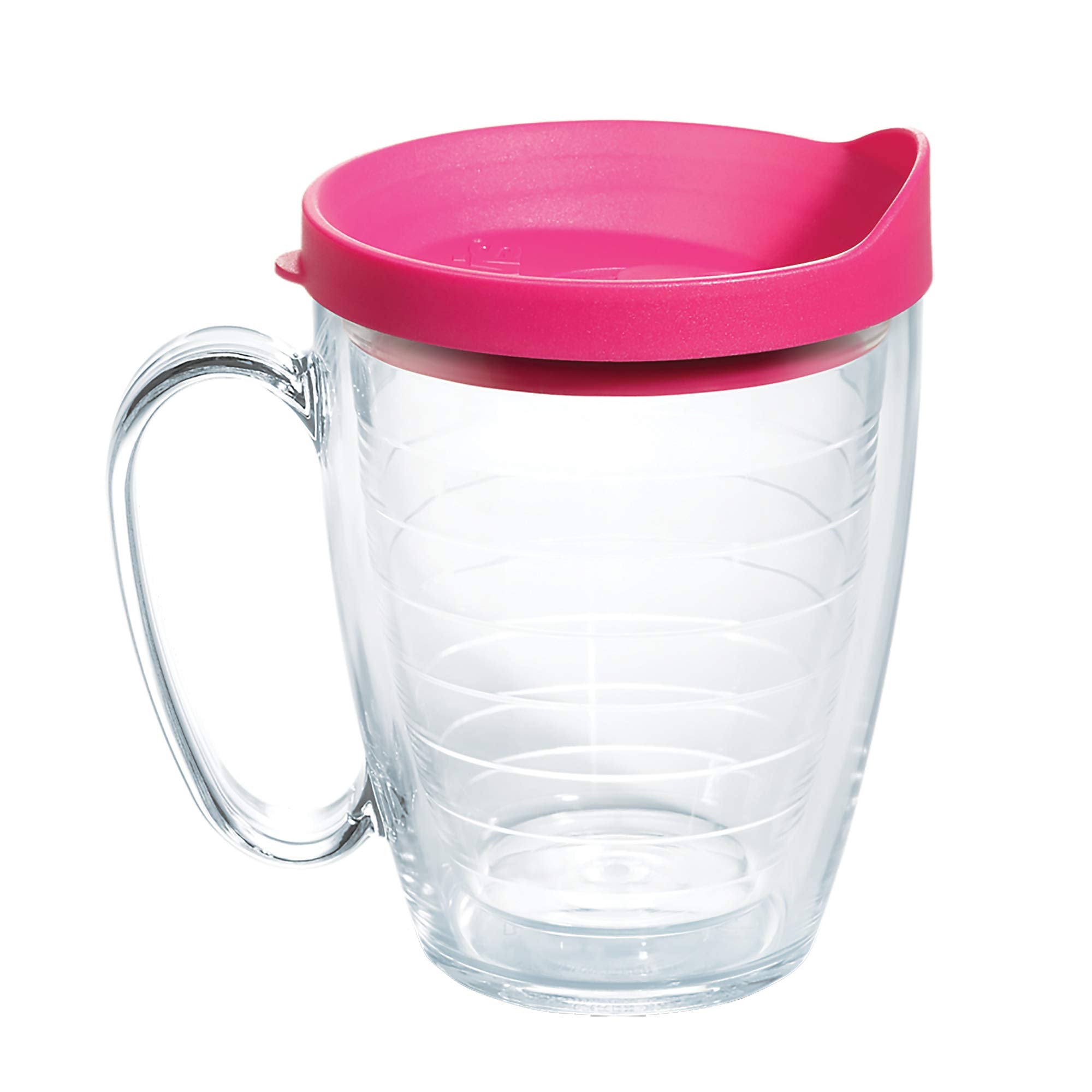 Tervis Clear & Colorful Lidded Made in USA Double Walled Insulated Tumbler Travel Cup Keeps Drinks Cold & Hot, 16oz Mug, Fuchsia