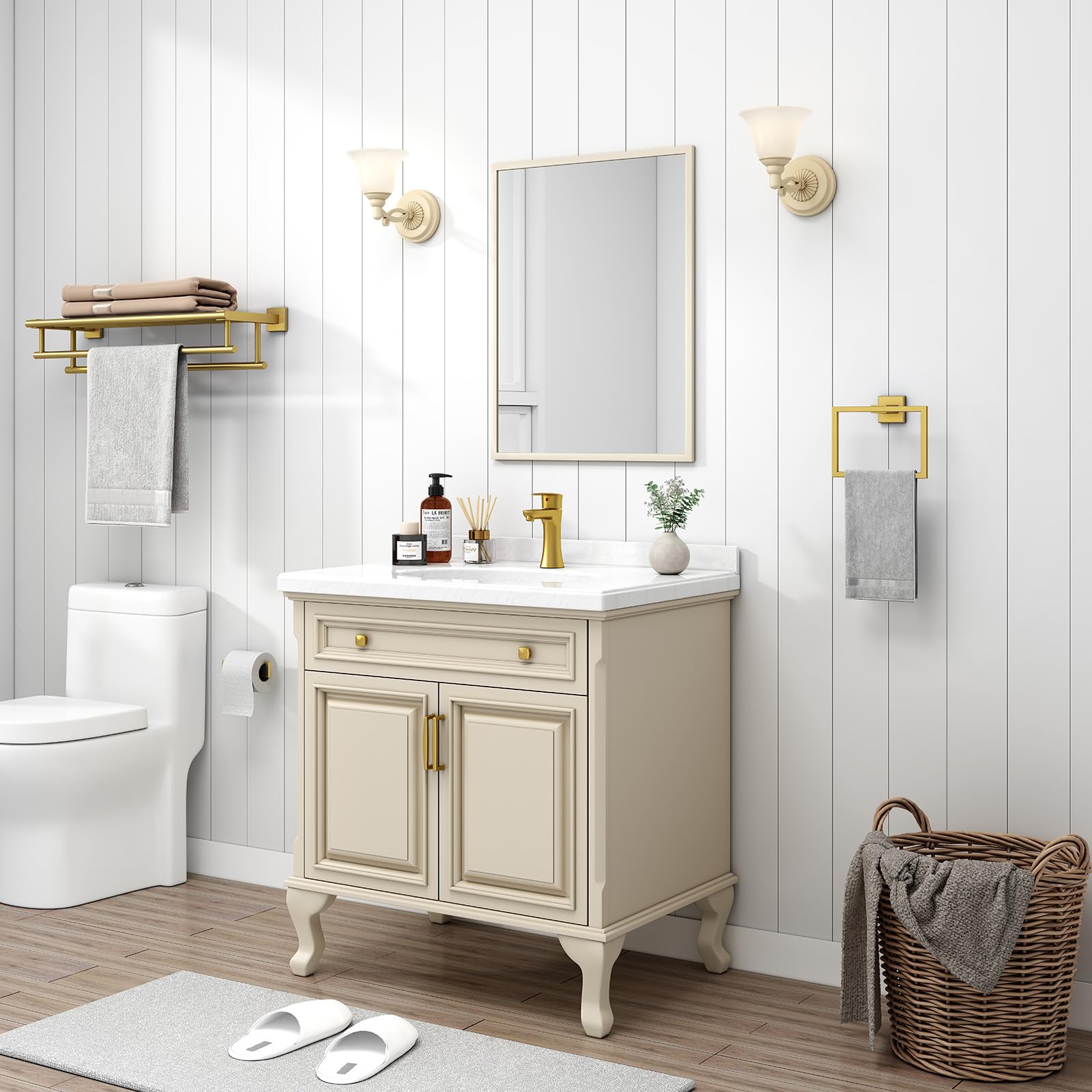 Angle Simple Towel Ring, Sus 304 Stainless Steel Square Bathroom Hand Towel Holder For Wall, Brushed Gold