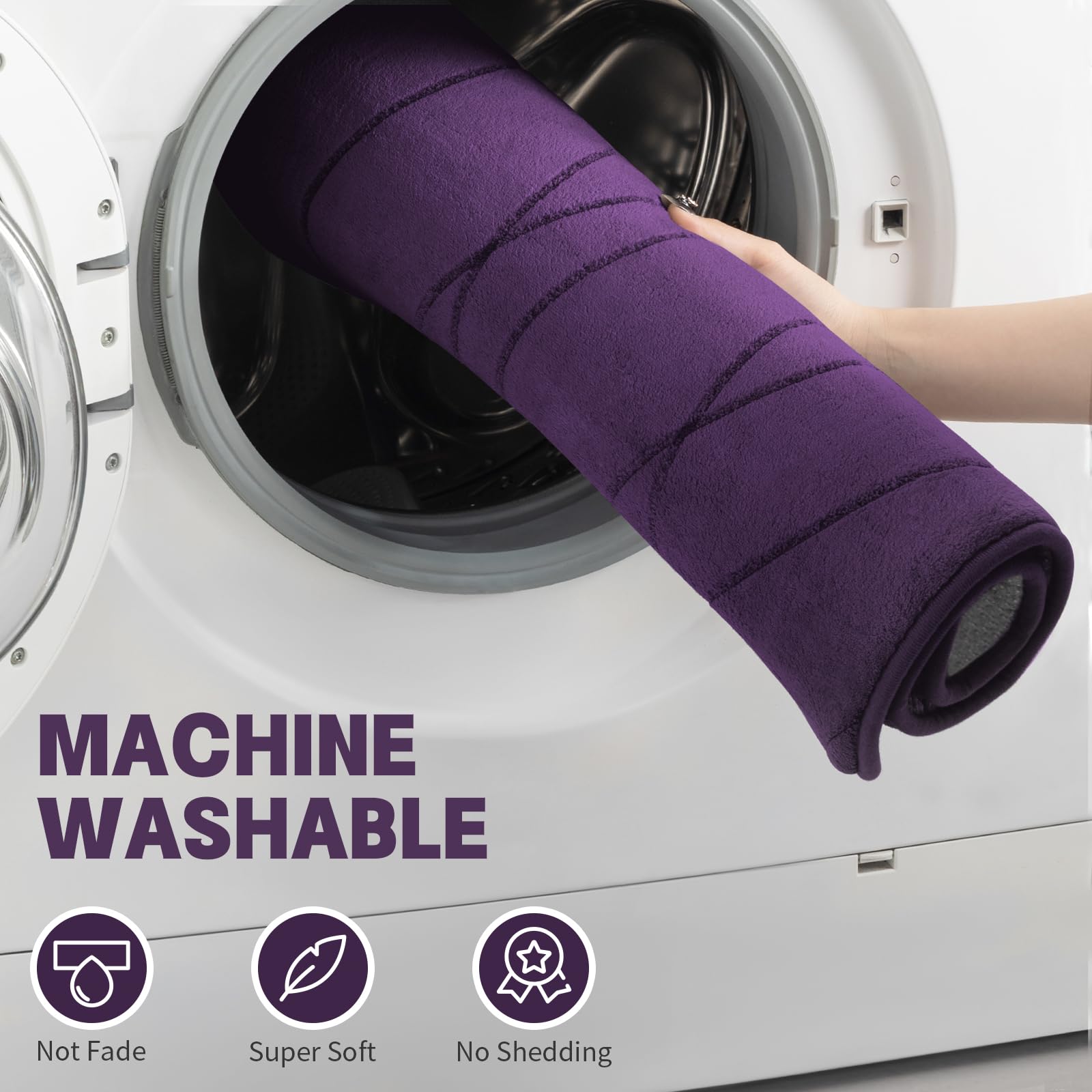 Yihouse Memory Foam Purple Bathroom Rug Sets 2 Piece, Ultra Absorbent Bath Mat For Bathroom - Non-Slip Machine Washable & Dry Qu