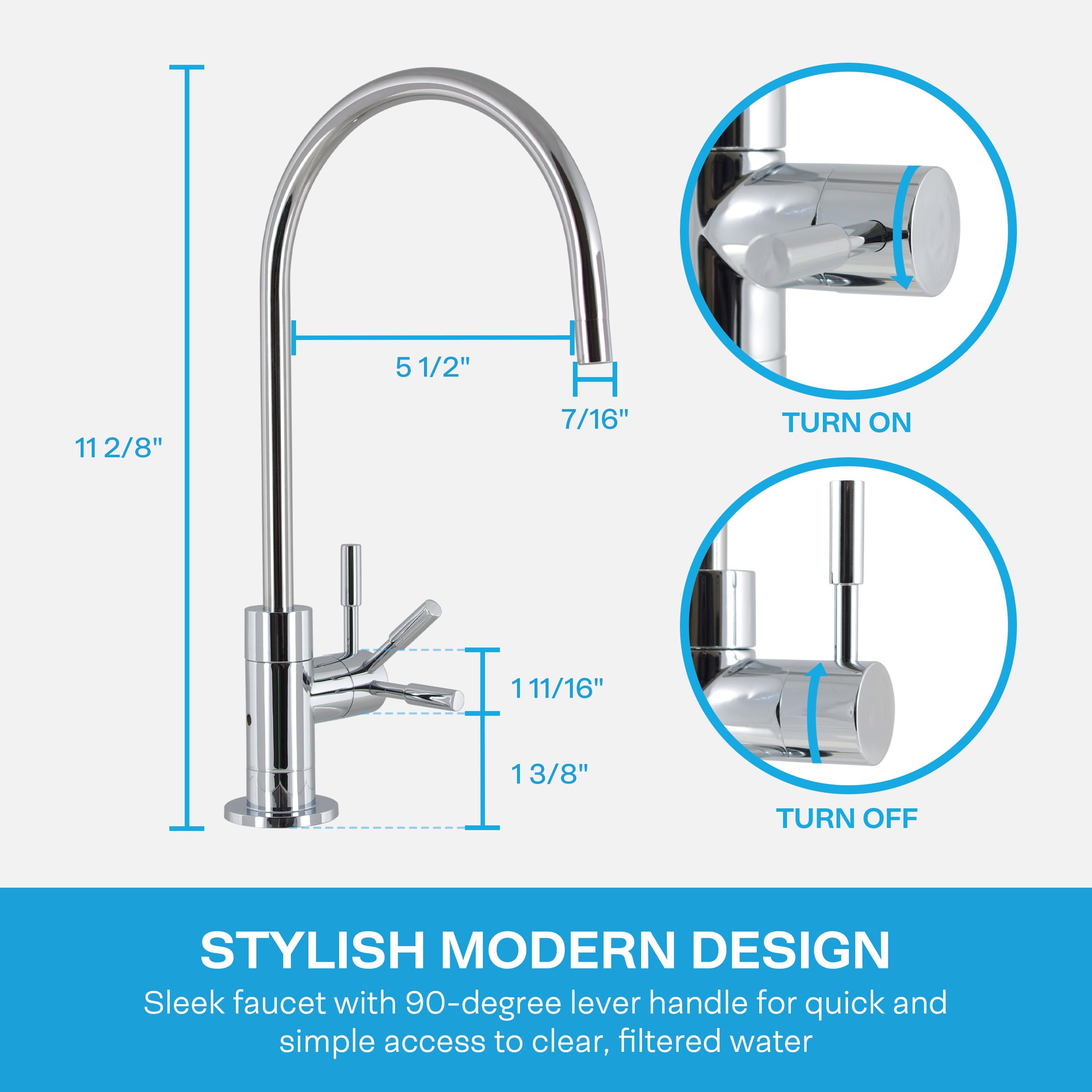 Spiropure Air Gap Ro Faucet, Polished Chrome, Reverse Osmosis Replacement Water Filter Faucet, 3-Line Filtered Faucet, Sp-Fc210-