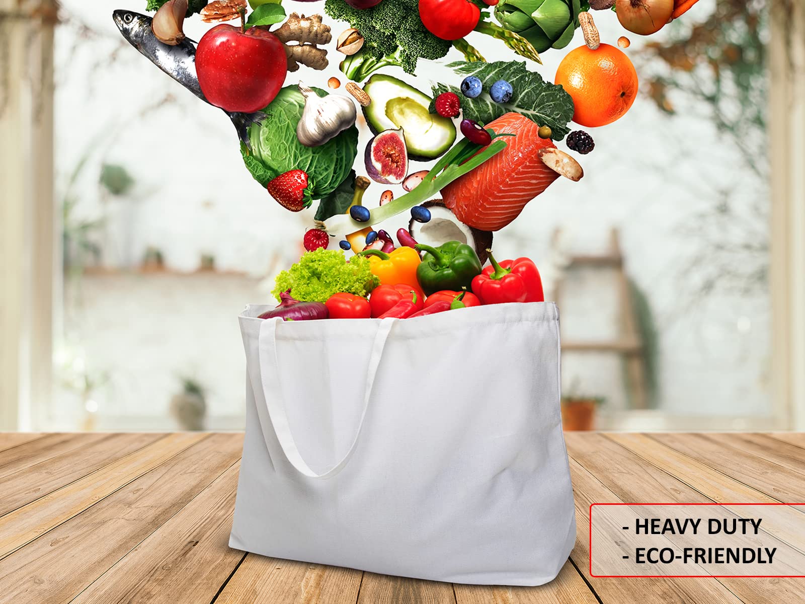 Extra Large Canvas Tote Bag - Big Largest Reusable Grocery,White