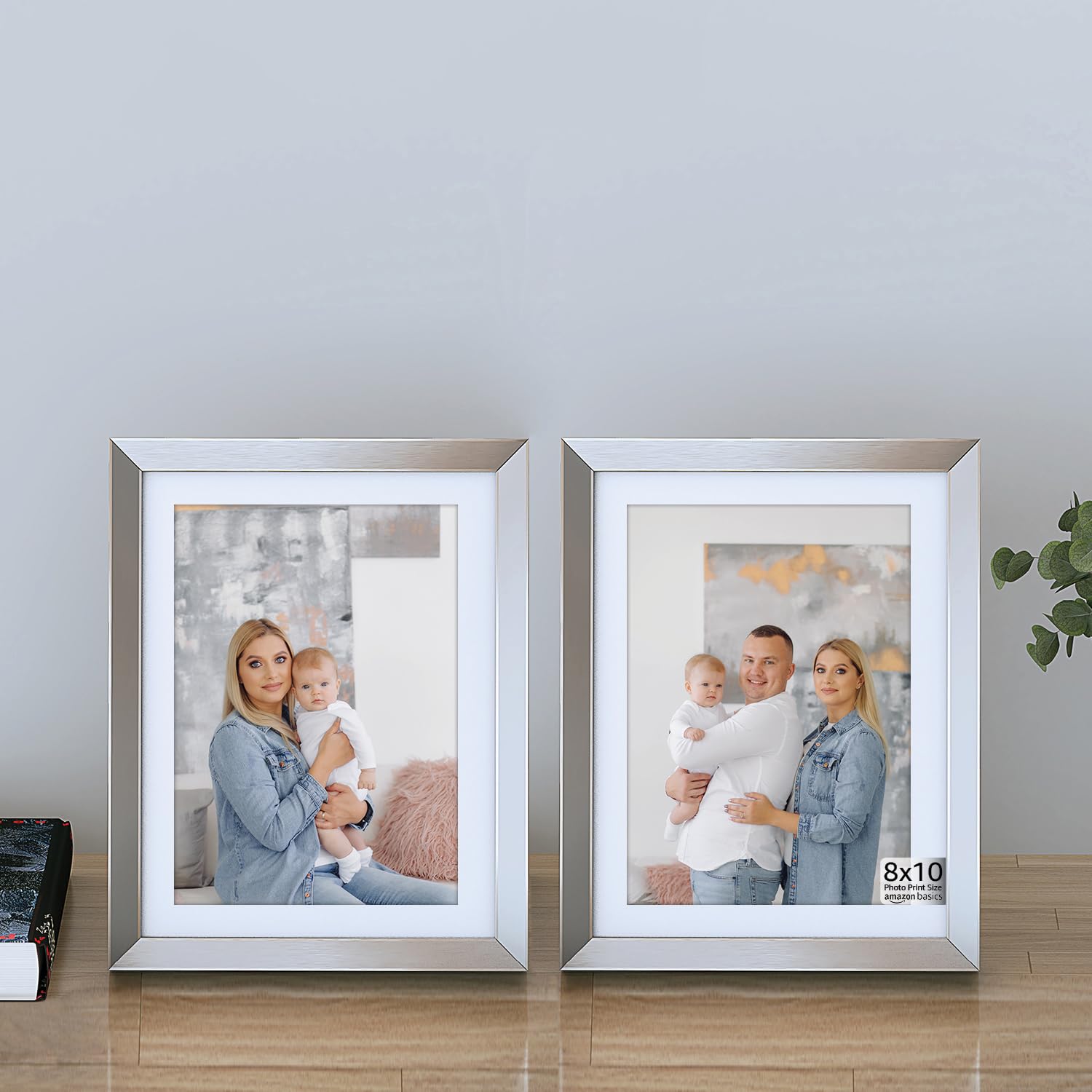 Amazon Basics Set Of 2 Nickel Matted Photo Frames | Classic & Versatile Display For Art & Photos