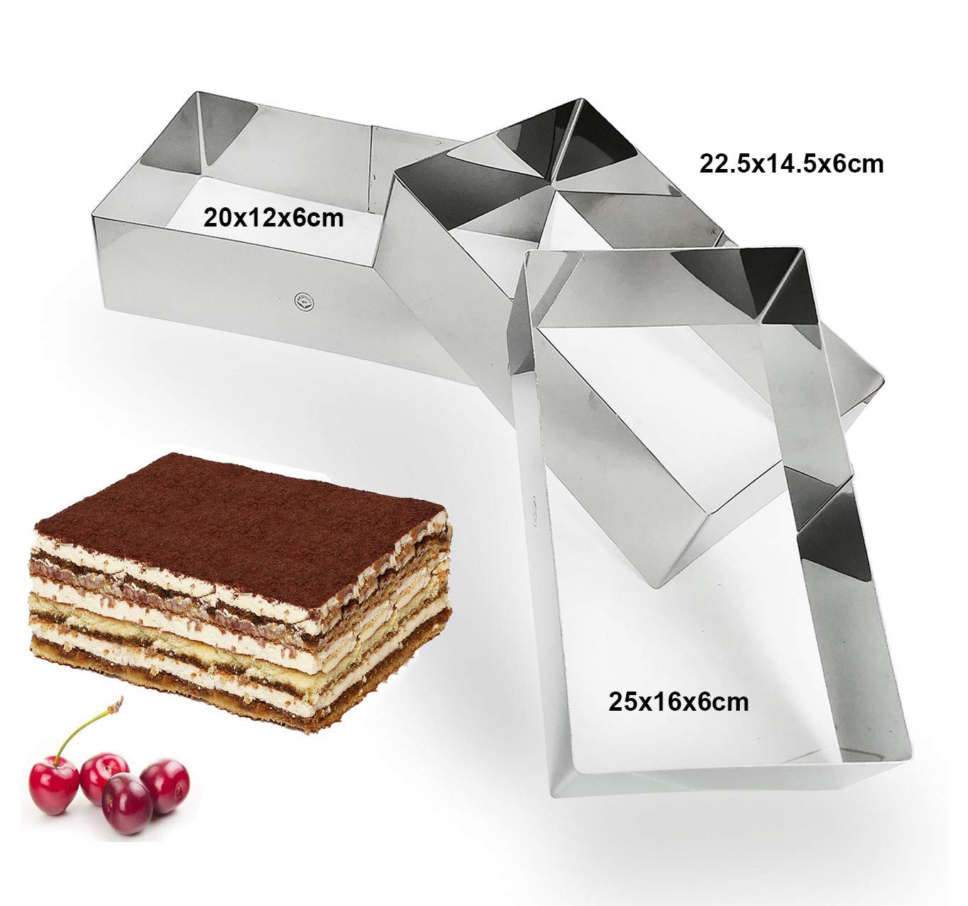 NewlineNY Stainless Steel Cake Mousse Ring Molding (Rectangular Cake Pastry Rings)