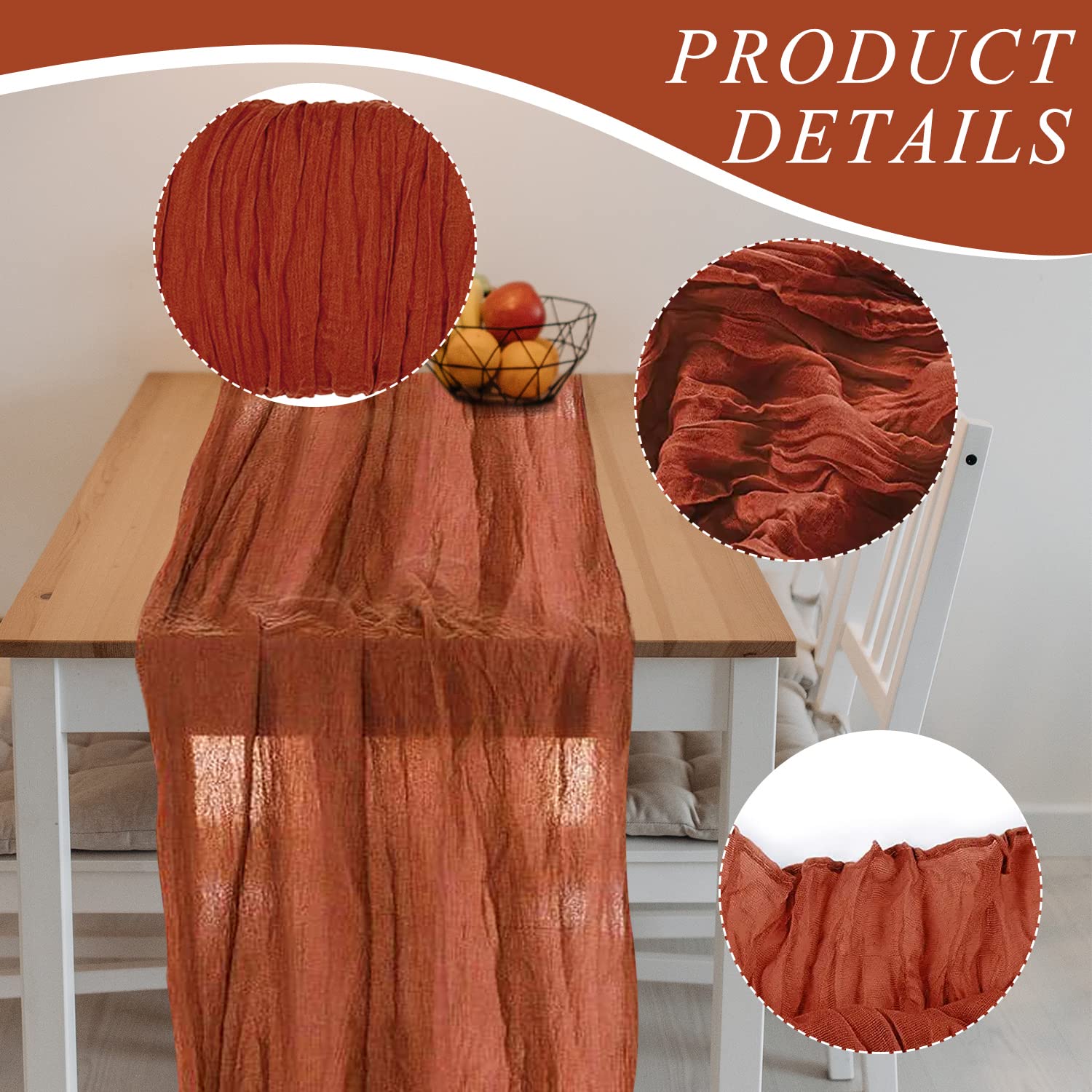 12 Pack Cheesecloth Table Runner, Runner Gauze Boho Wedding Decor Romantic Table Runner For Wedding Birthday Party(35'' X 118'')