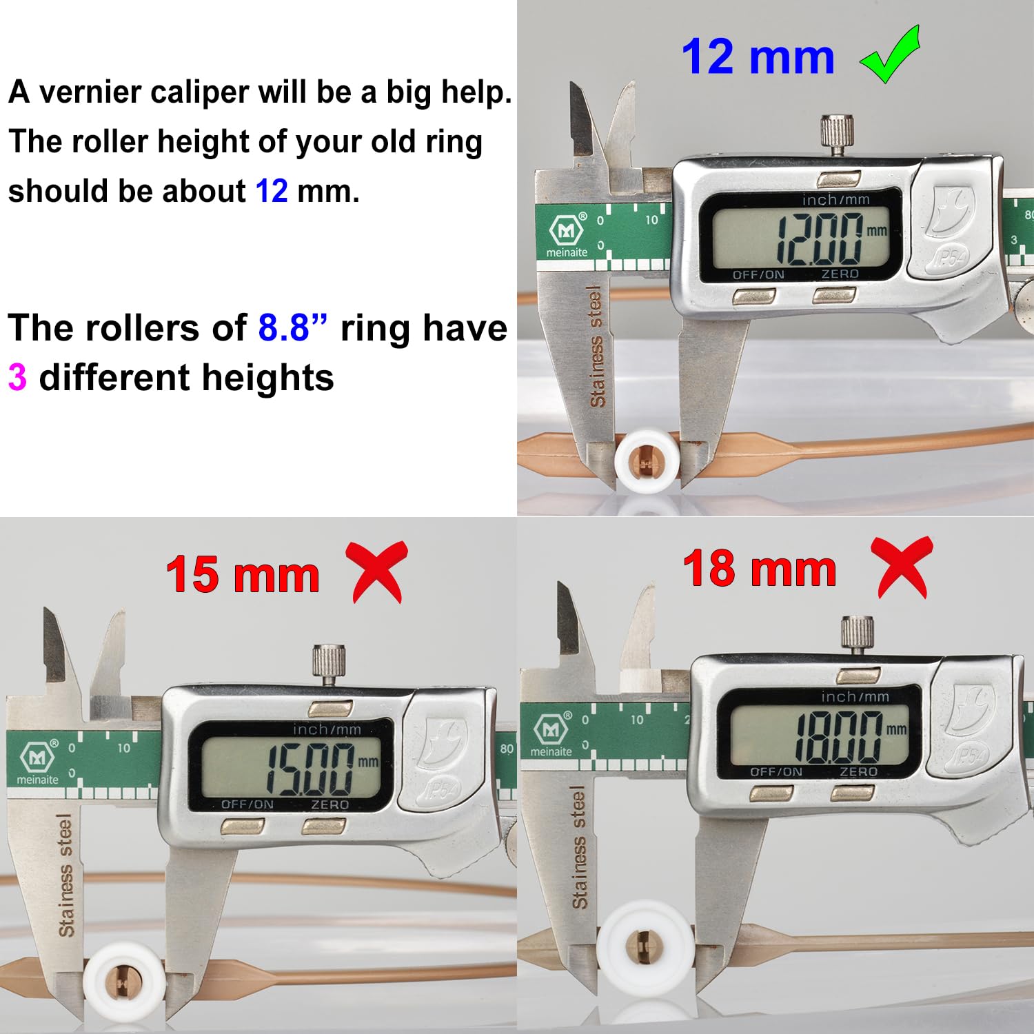 Jolaxy 8.8'' Microwave Turntable Ring with 12 mm Rollers  Microwave Oven Tray Support  Glass Plate Rotating Roller Ring  Ring Outer Diameter 8.8 inches (22.2 cm)  Roller Height 12 mm